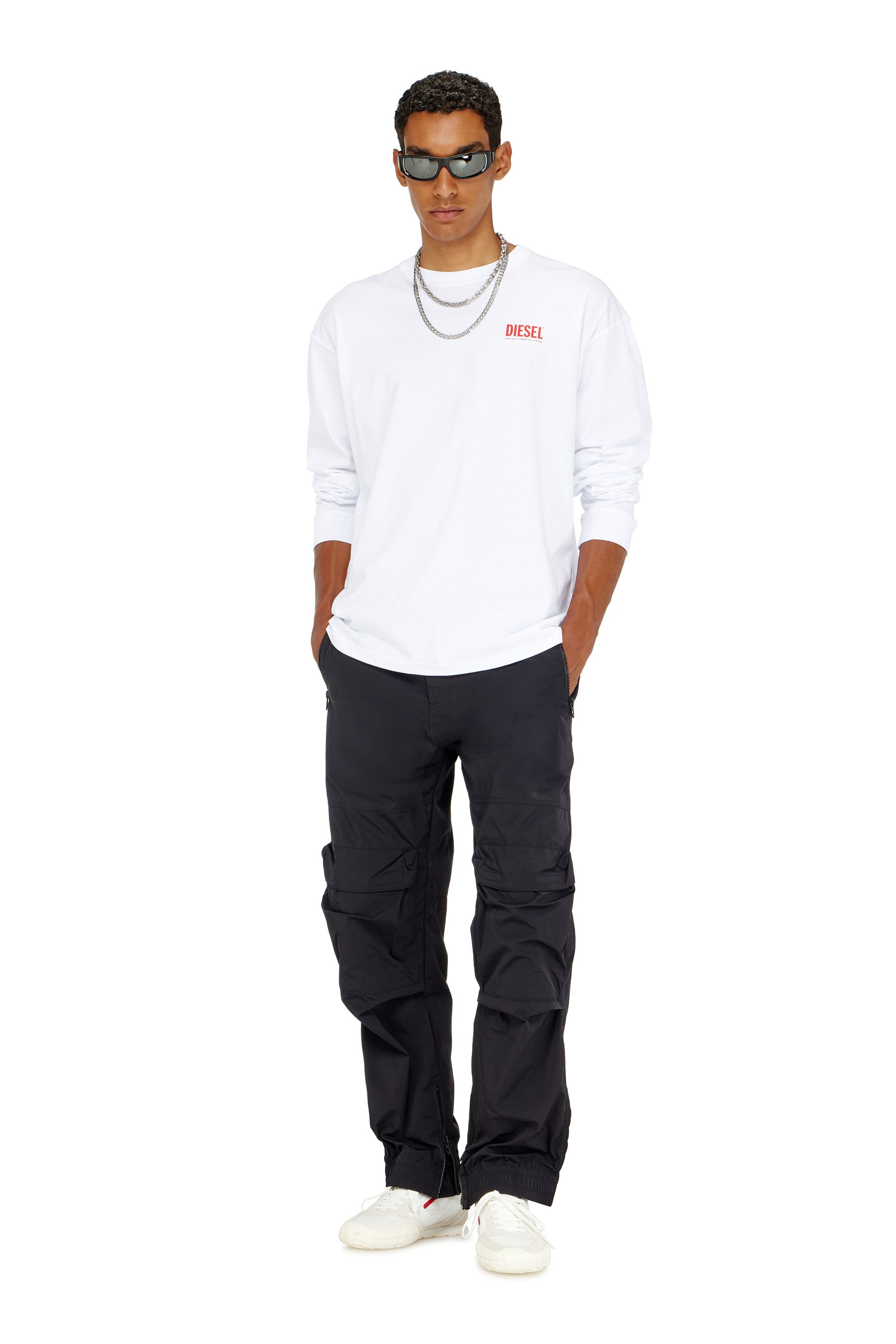 Diesel - P-BEECK-WRD-AKAD, Man's Nylon pants with cargo pockets in Black - 1