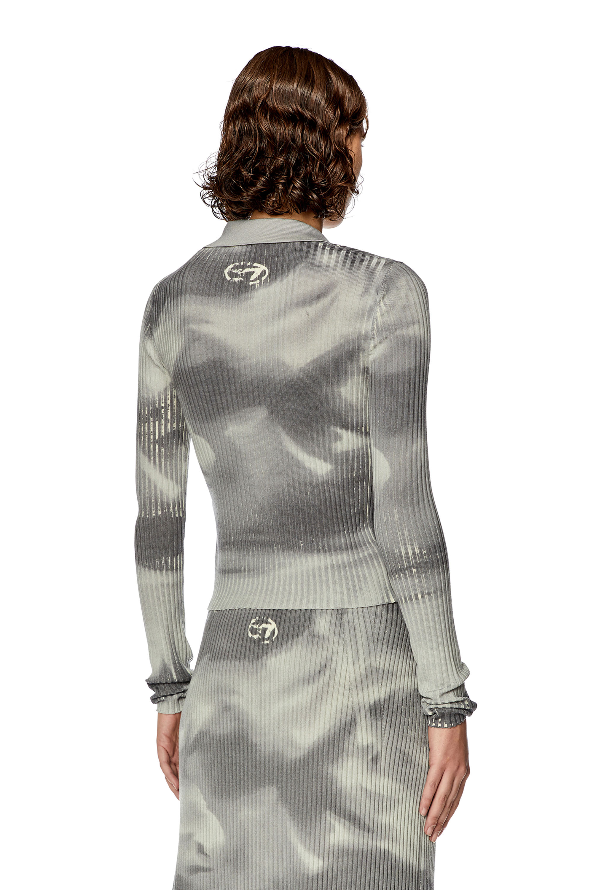 DIESEL / トップス/S/ウール/GRY/OTHAJ/M-BRIANA// Women's Wool-knit polo top with camo print | Grey | Diesel