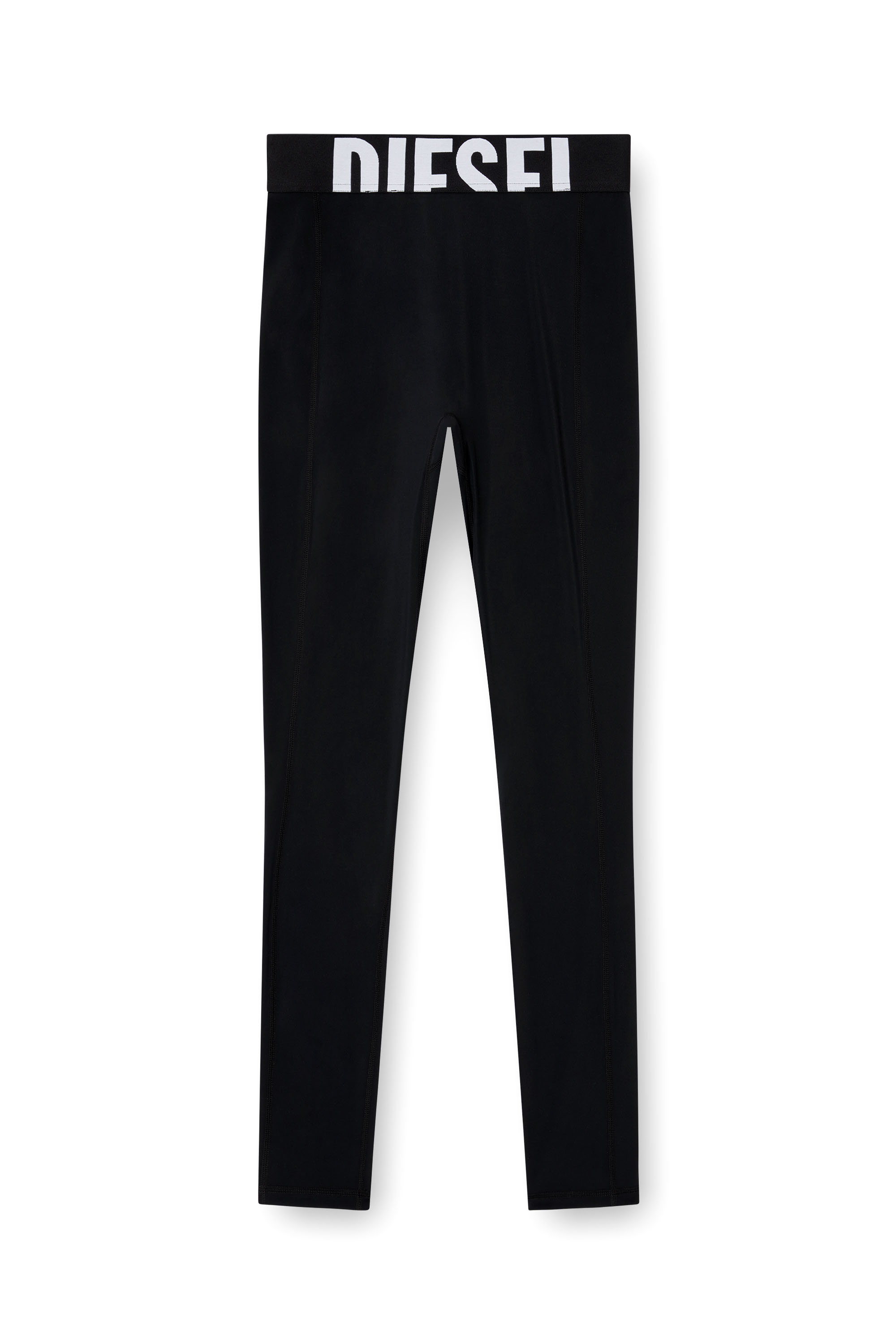 Diesel - ADELINE-D-POP, Female's Microfibre leggings with cut-off logo in Black - 4