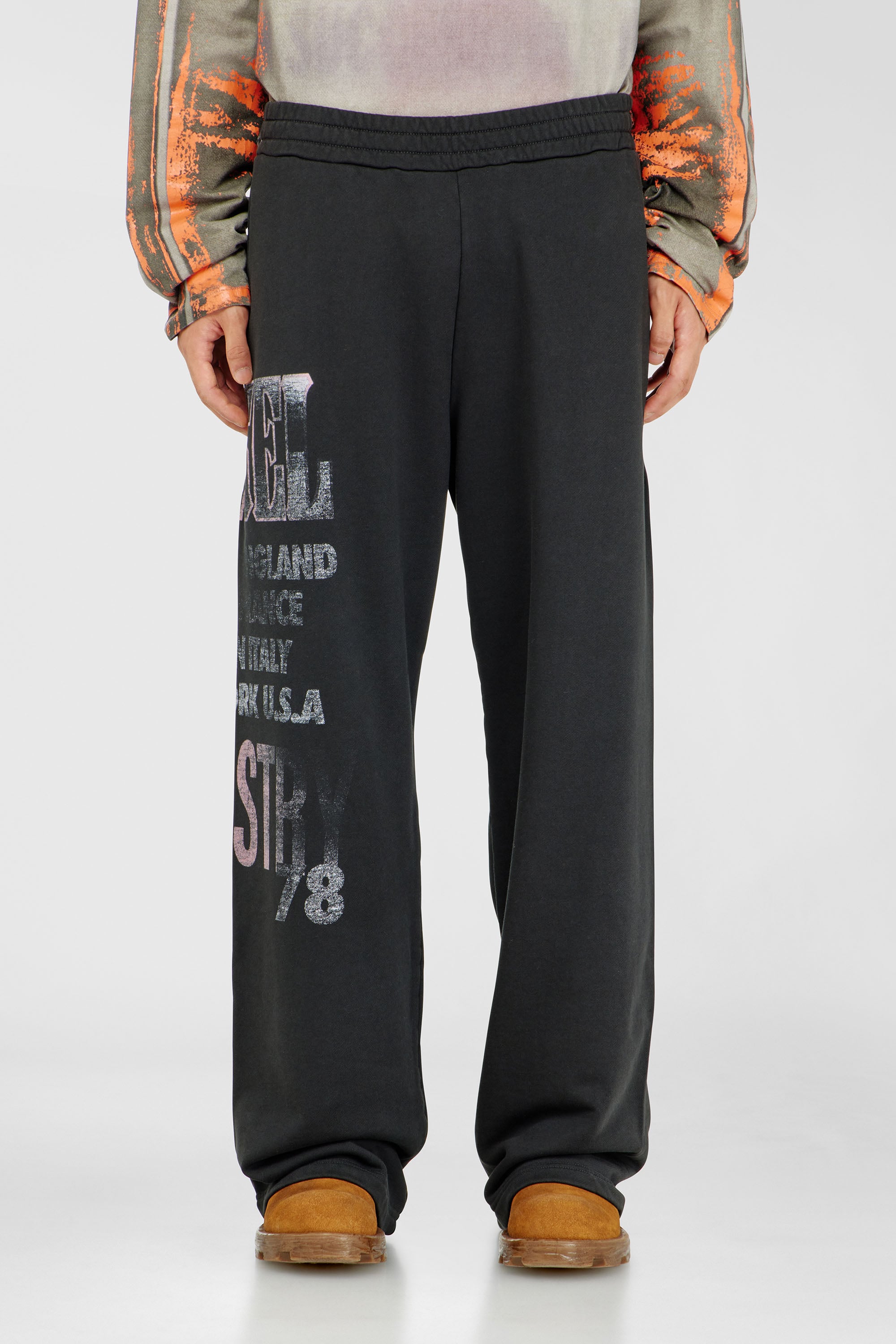 Diesel - P-ILL, Male's Sweatpants with concert graphics in Black - 1
