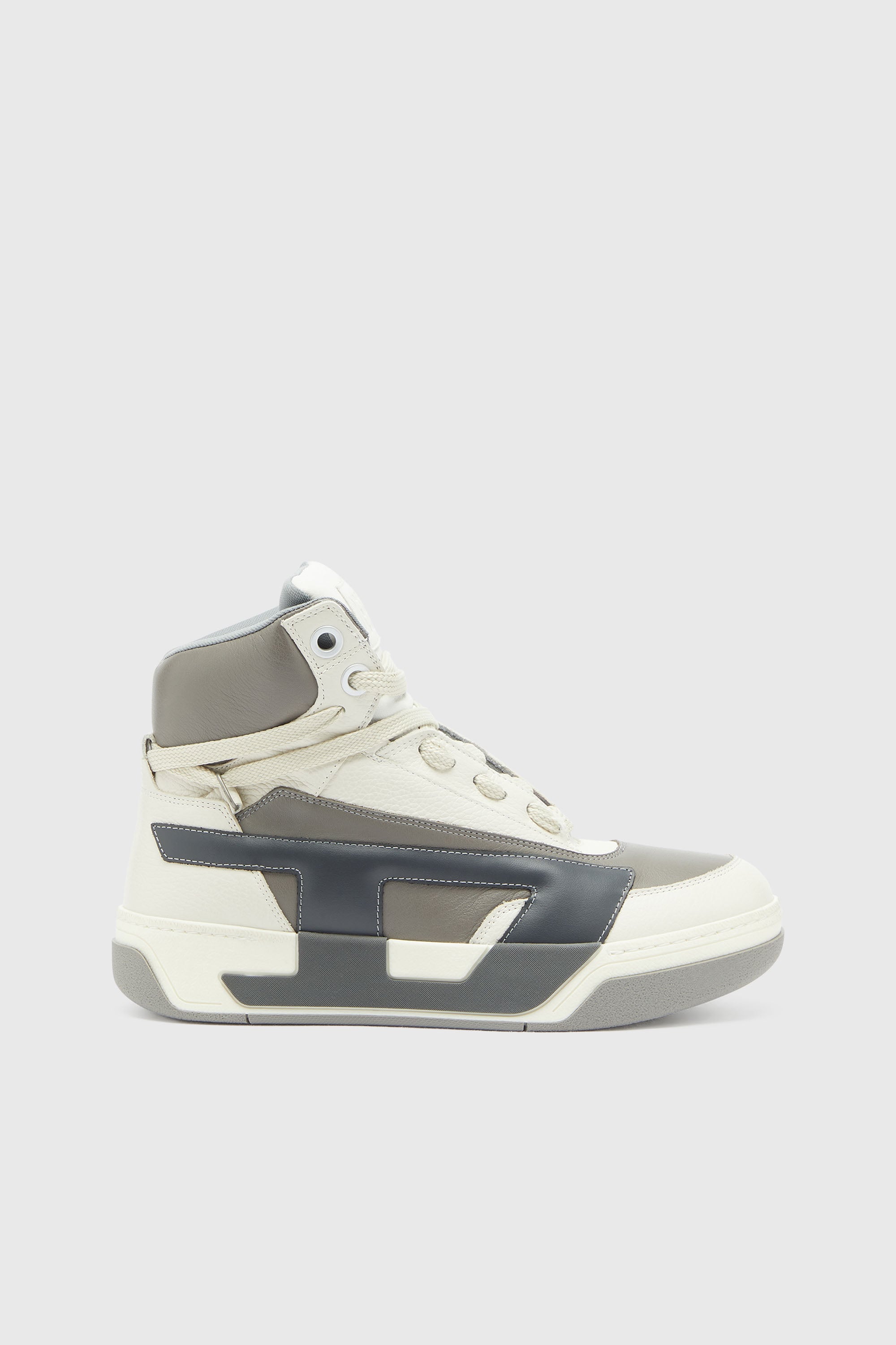 Diesel - S-D-OLLIE MID, S-D-Ollie - Sneakers montantes en cuir avec logo D Homme in Blanc - 1