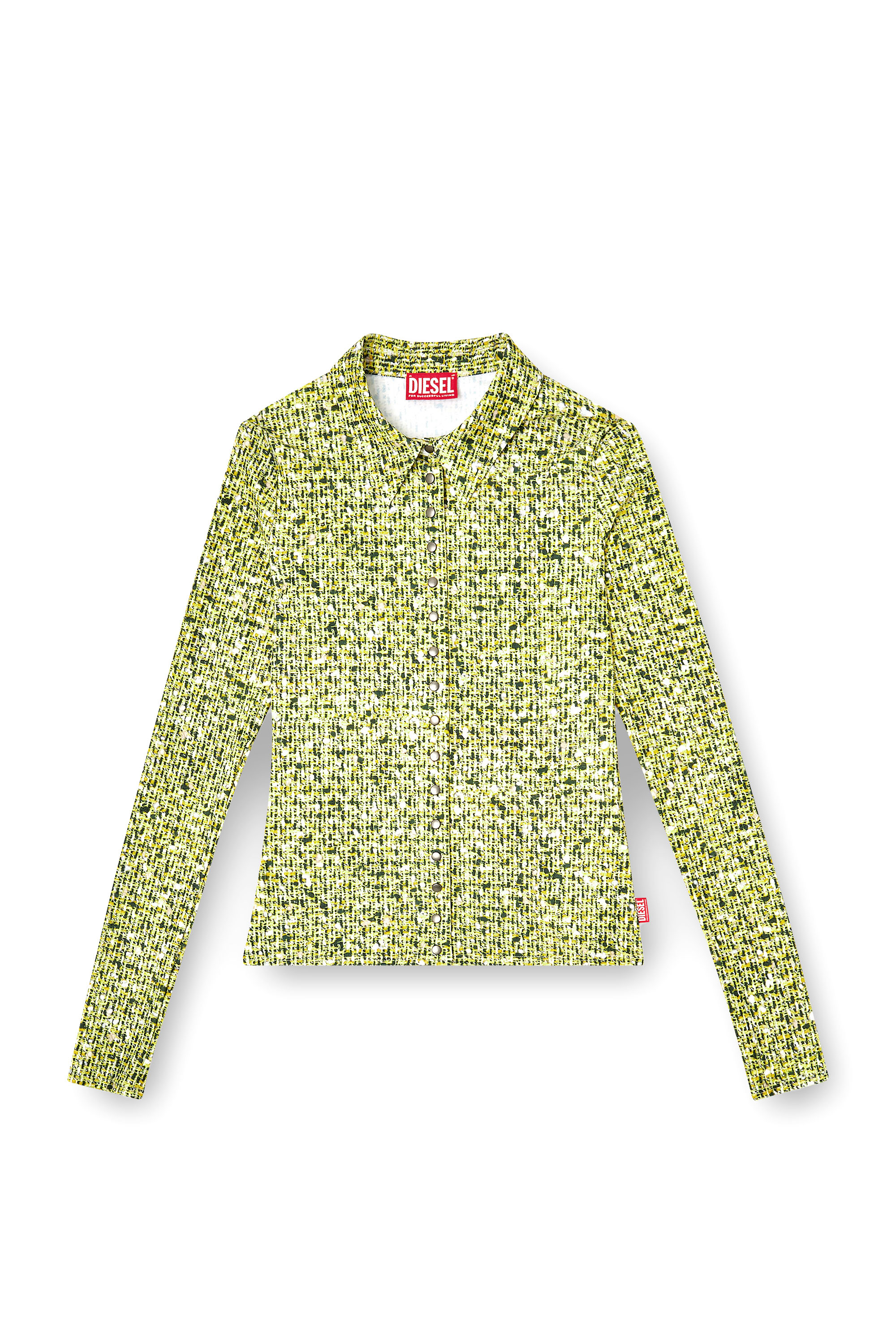 Diesel - C-ELAZ-BC, Female's Stretch fabric shirt with bouclé print in Yellow - 3