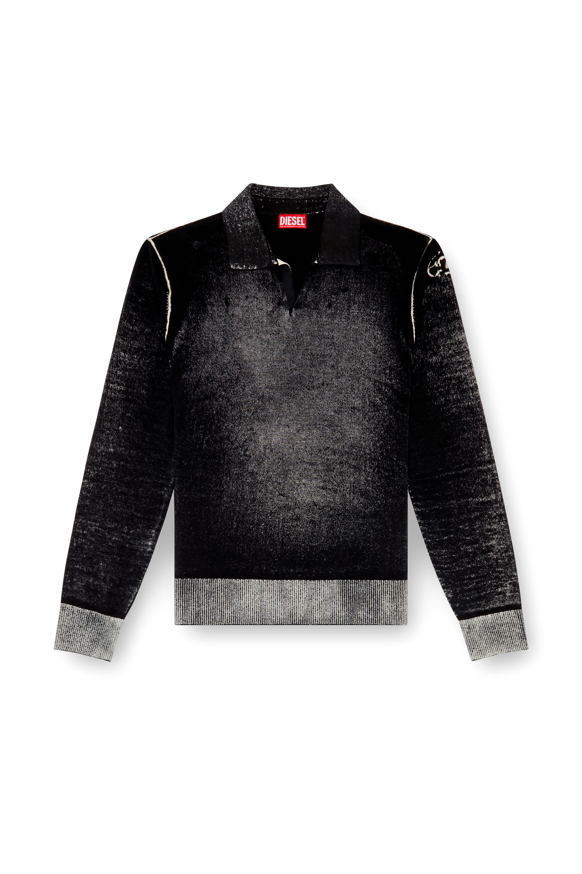Diesel - K-LORENZO, Male's Reverse-print polo jumper in Black - 2