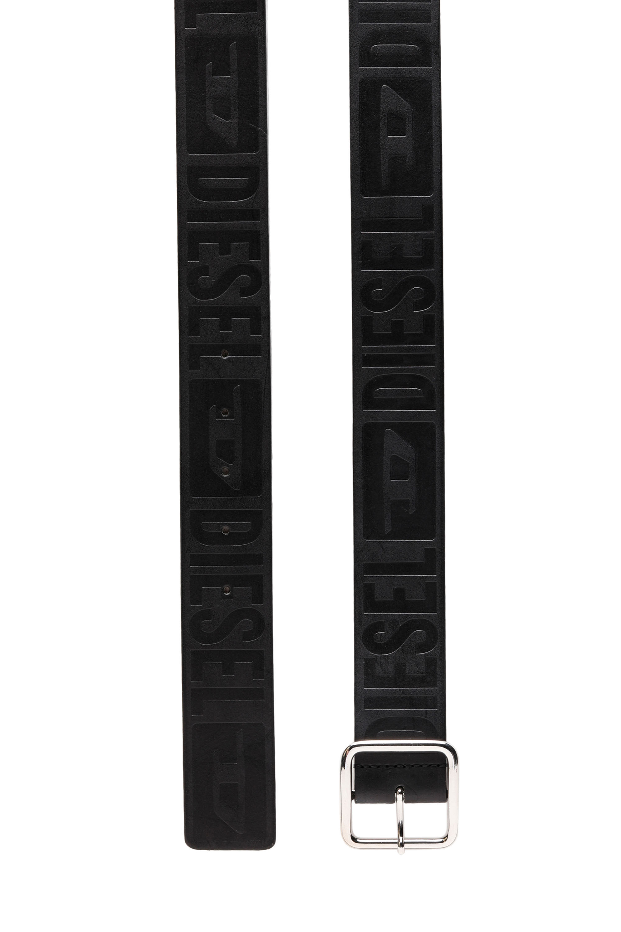 Diesel - B-ILLY II, Ceinture en cuir avec logo emboss&eacute; all-over Homme in Noir - 3