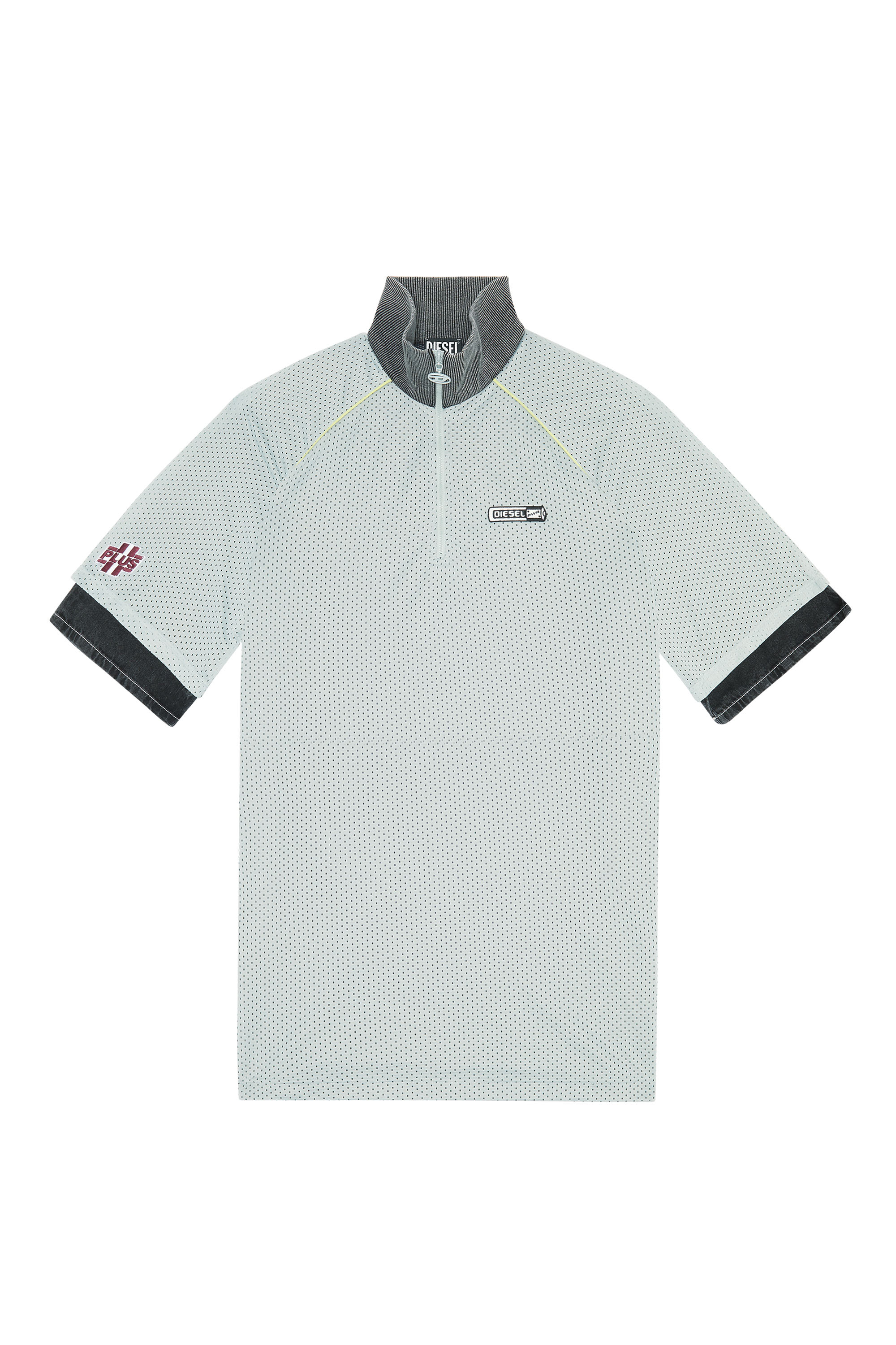 Diesel - T-MEC, Polo de malla con adornos en denim Hombre in Gris - 2