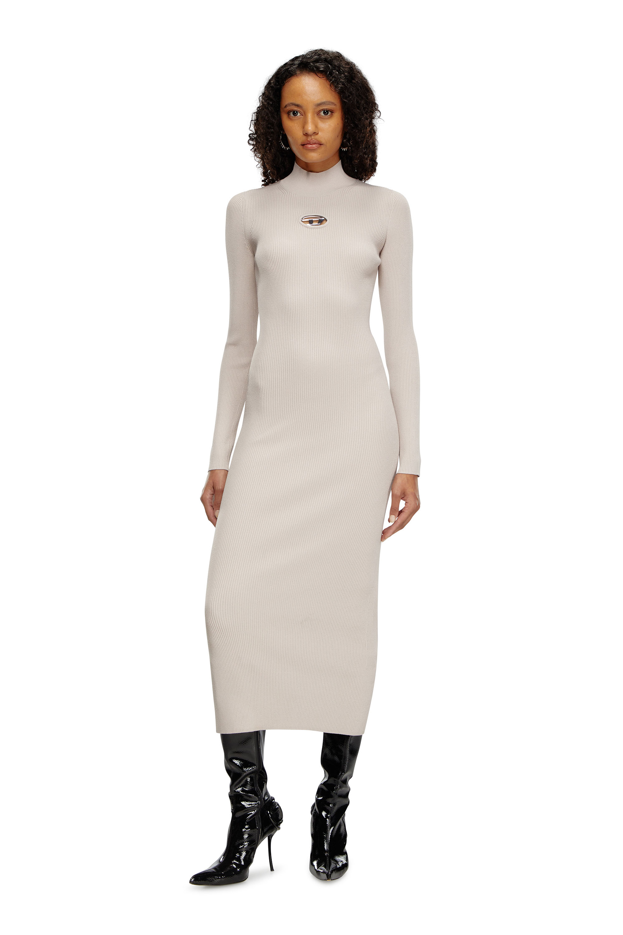 Diesel - M-ZARY-B, Robe en maille côtelée Femme in Gris - 2