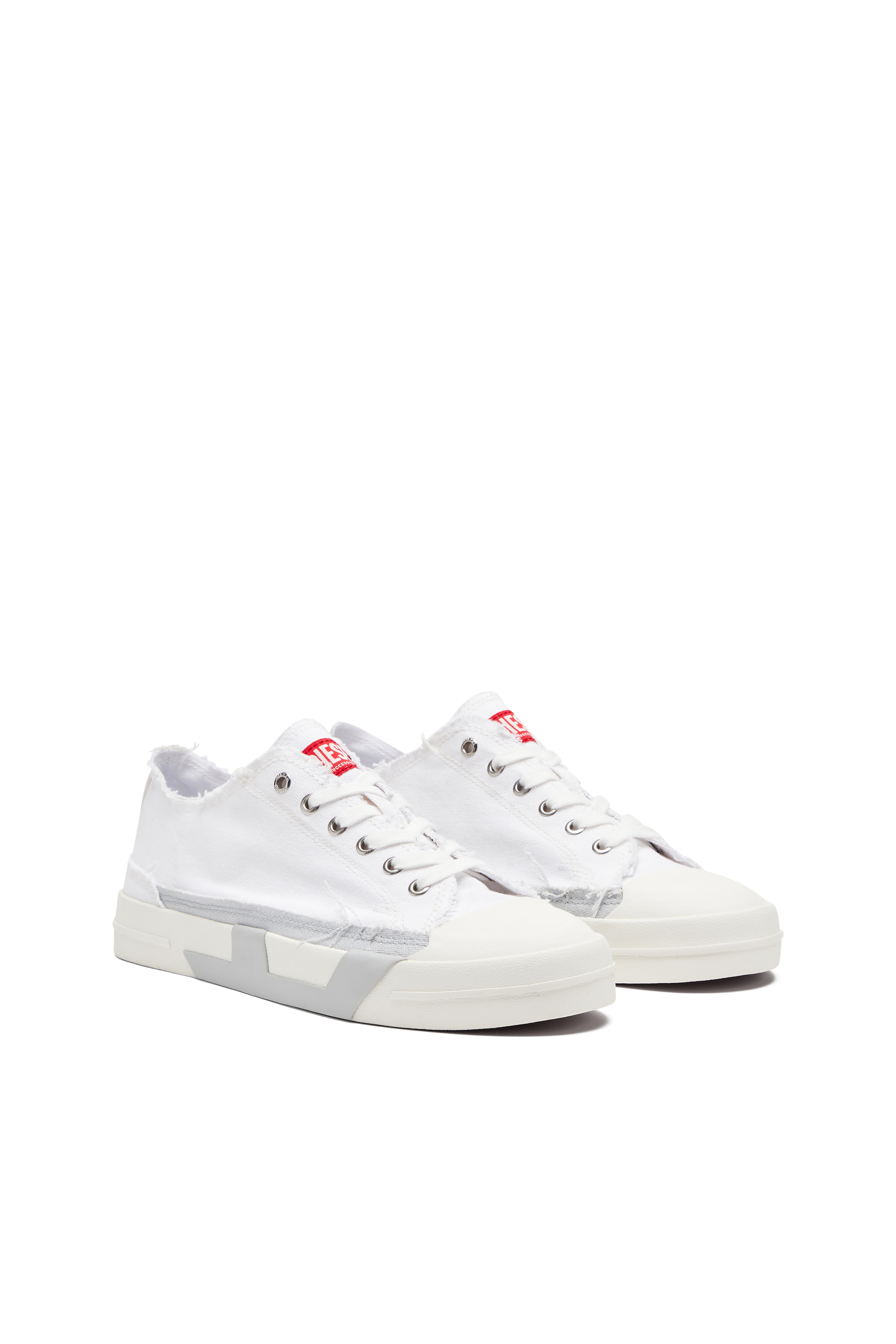 S-D-VERSE LOW W, White/Grey Diesel - S-D-VERSE LOW W, Woman's S-D-Verse-Sneakers in frayed canvas in White/Grey - 2
