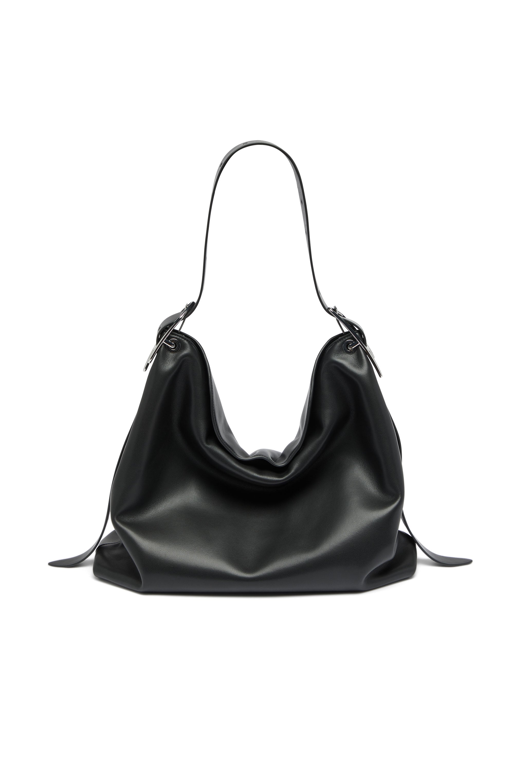 Diesel - D-LINE HOBO L, D-Line-Bolso hobo en cuero Mujer in Negro - 1