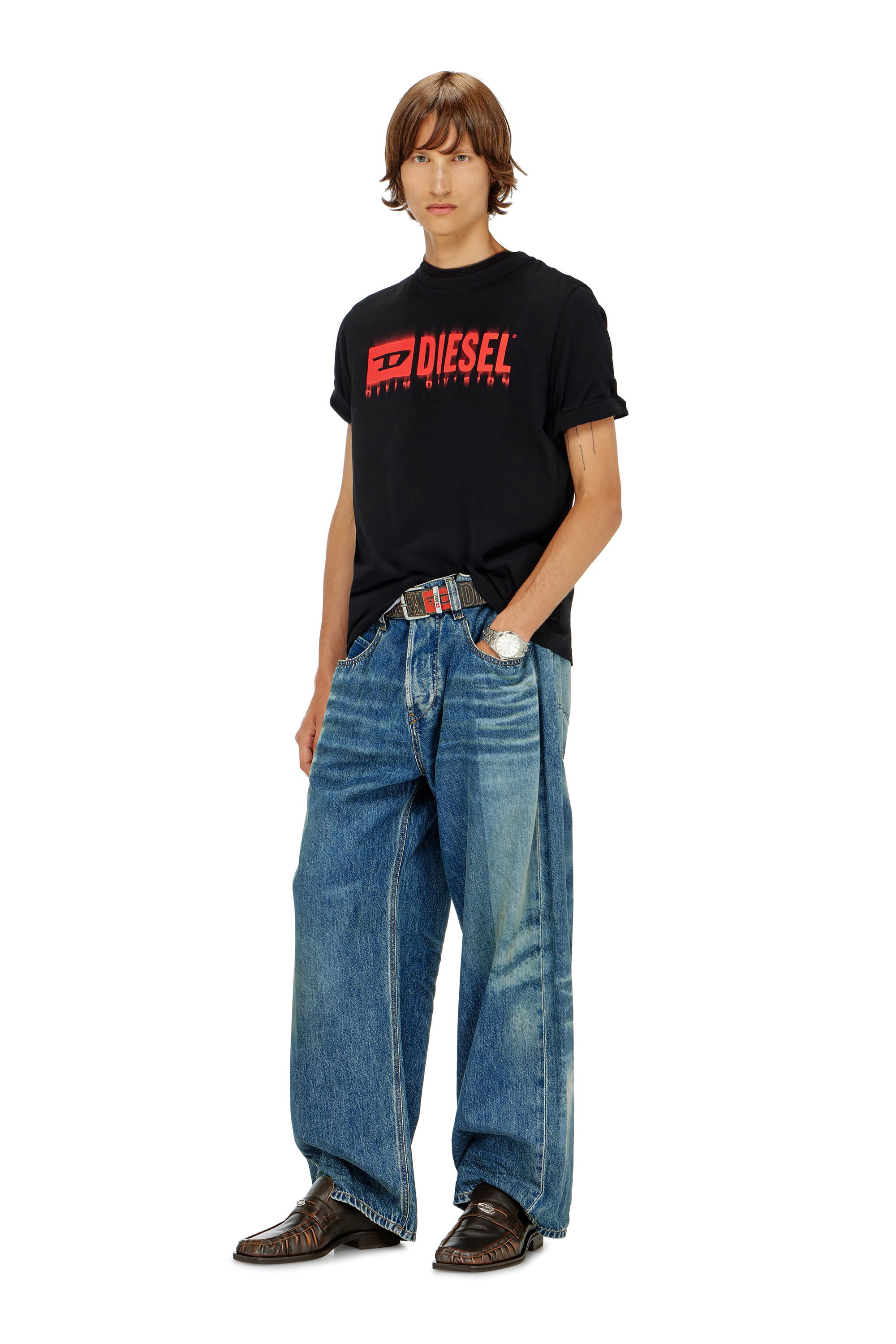 Diesel - T-ADJUST-Q7, Camiseta con logotipo Diesel borroso Hombre in Negro - 2
