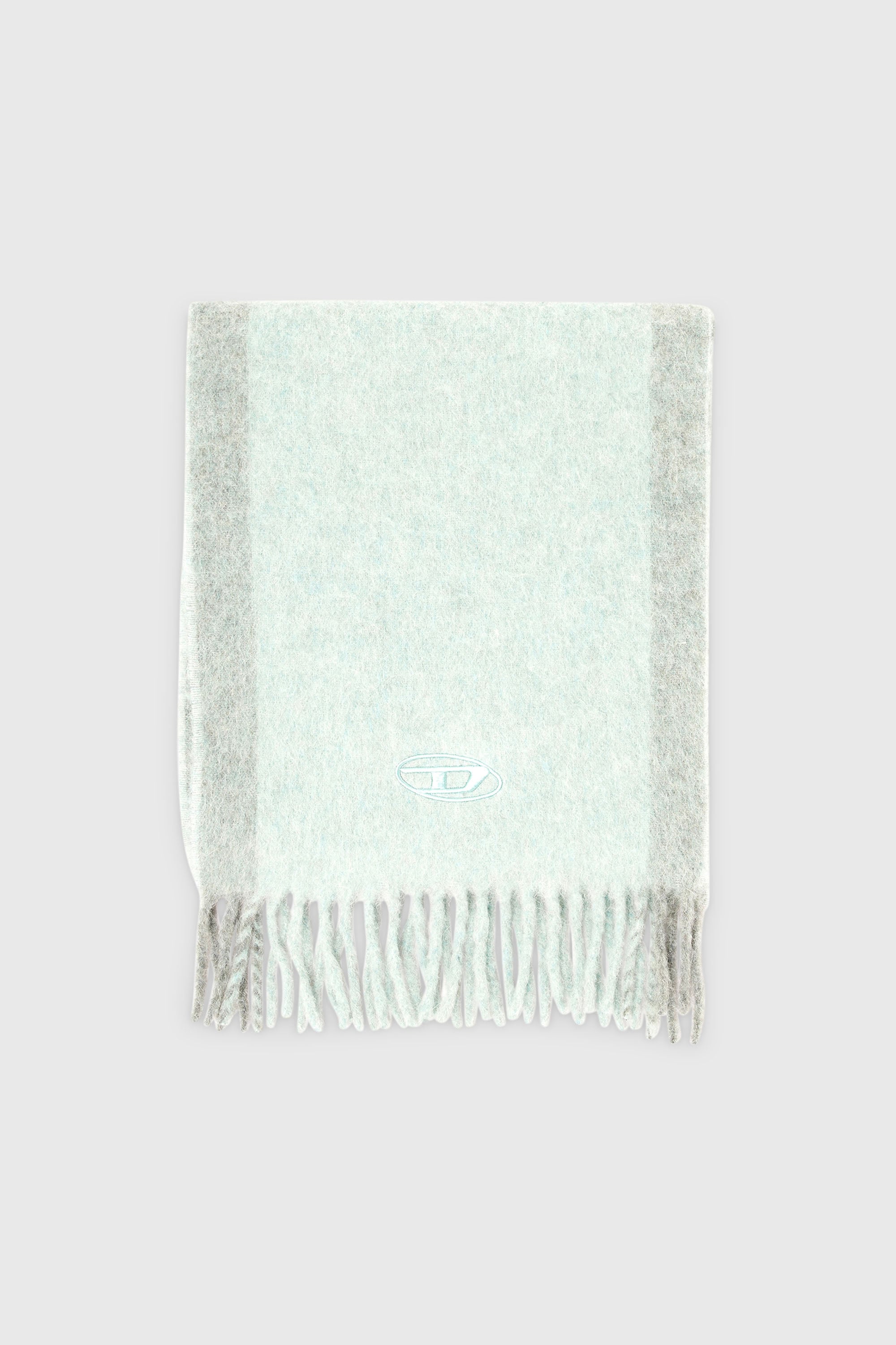 Diesel - S-OLID, Male's Wool-blend scarf with contrast stripes in Water Green - 1
