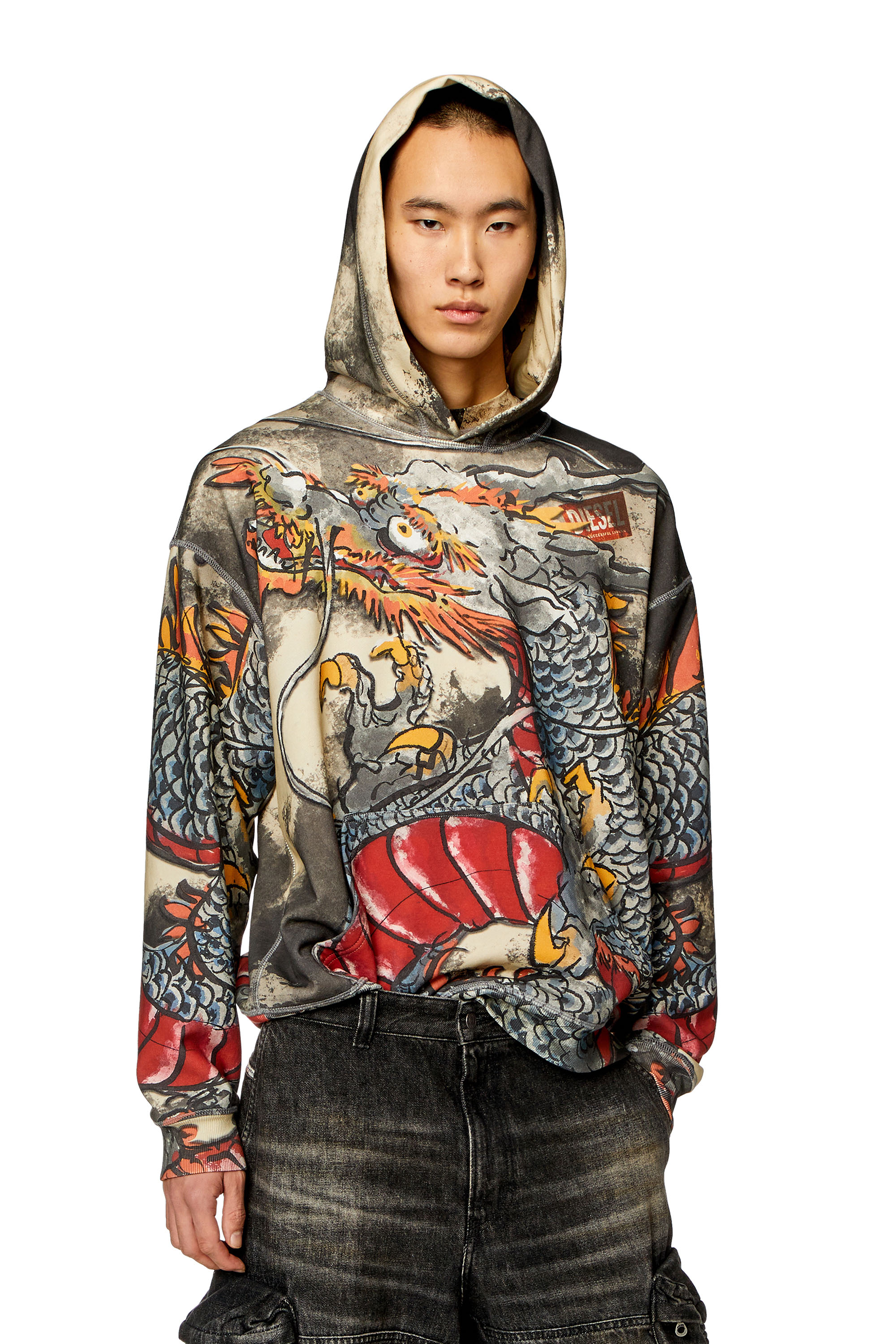 Women's Hoodie with Dragon print | Multicolor | Diesel