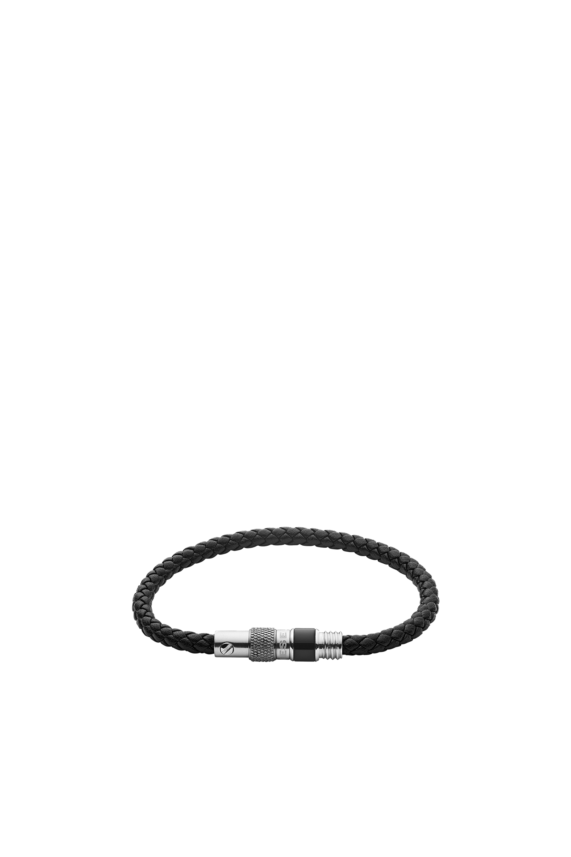 Diesel - DX1222, Pulsera trenzada en piel negra con detalle en &aacute;gata Hombre in Negro - 1