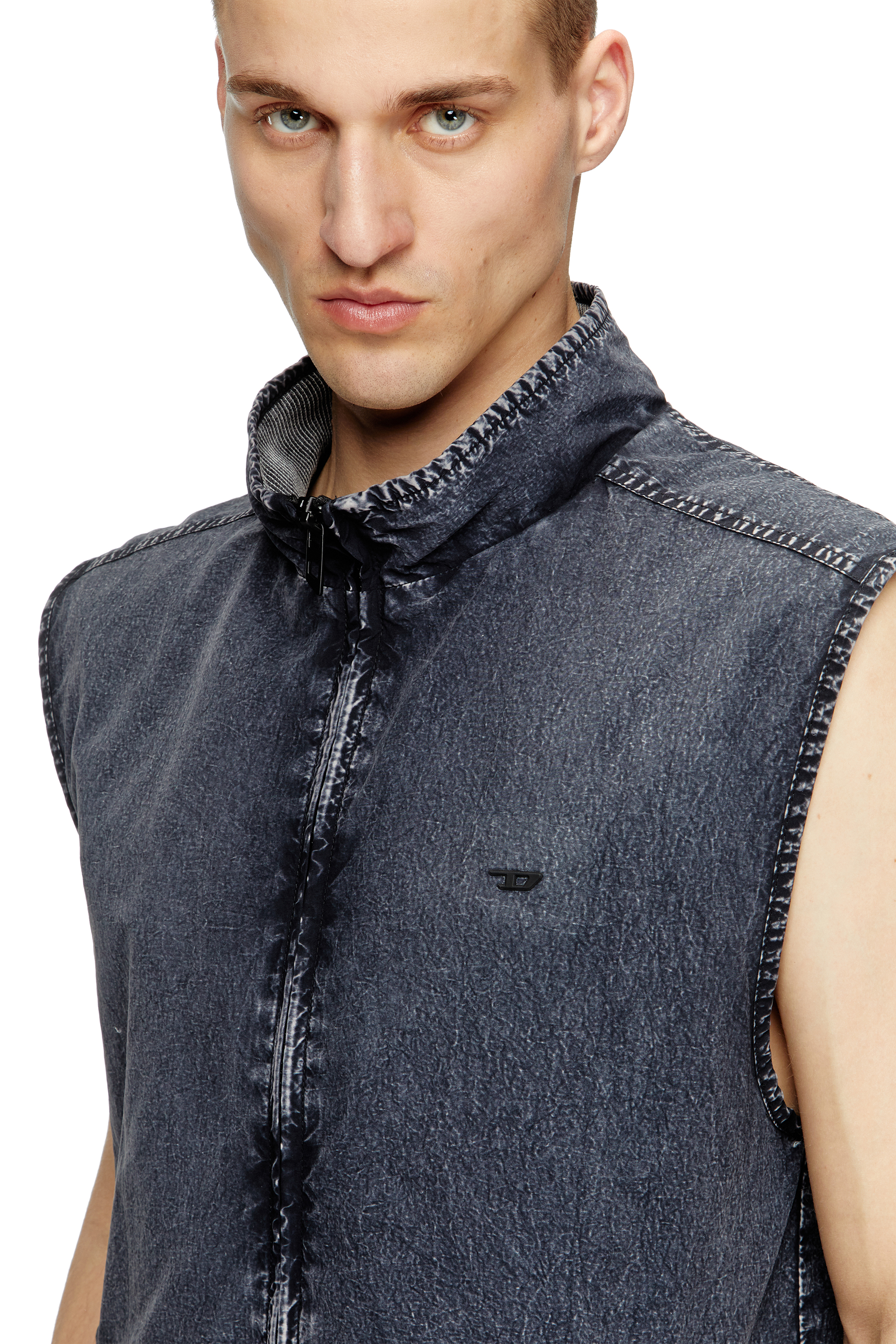 Diesel - J-ERB, Man's Vest in recycled nylon taslan in Dark Blue - 5