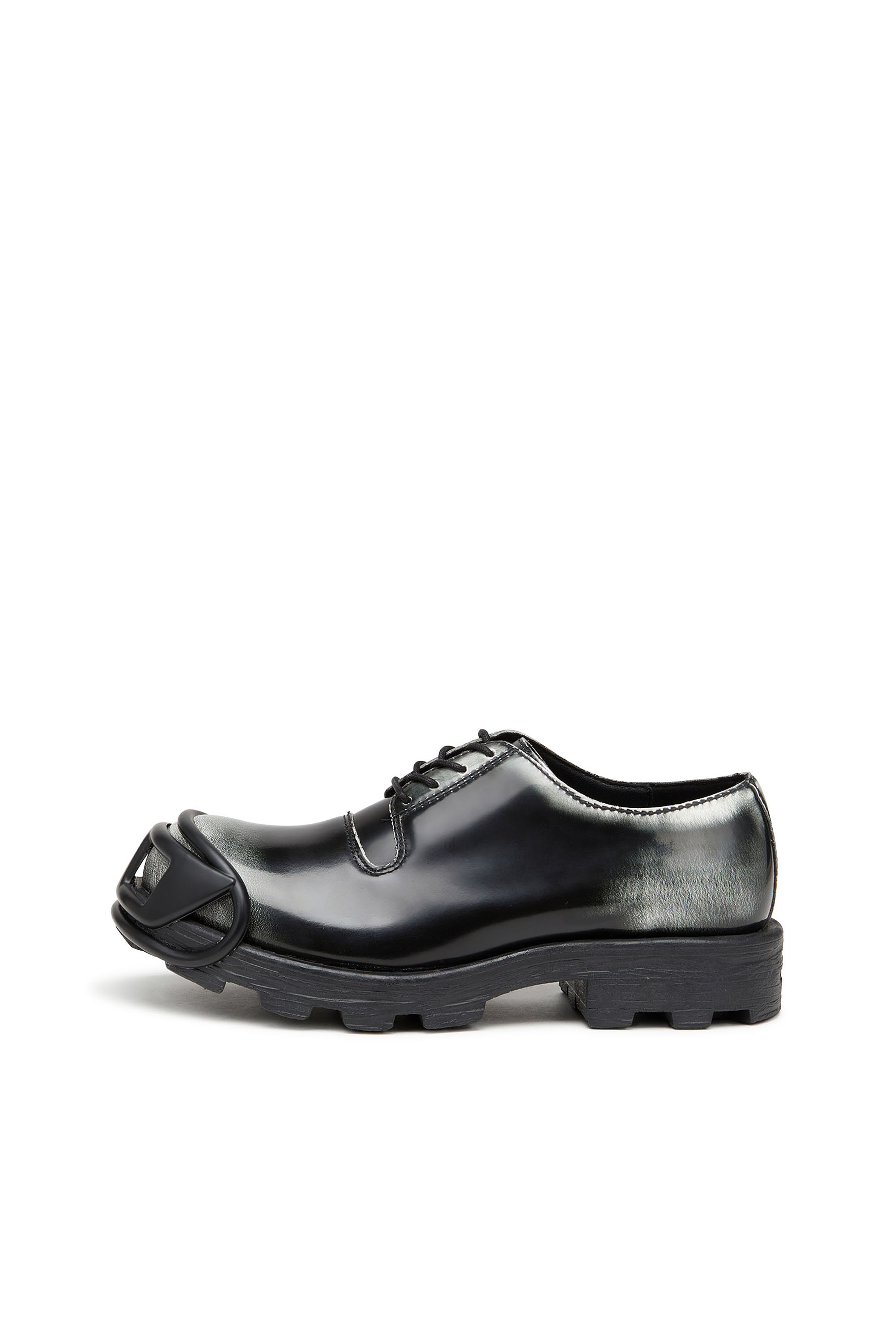Diesel - D-HAMMER SO D, Male's D-Hammer-Derby shoes in shiny two-tone leather in Black/White - 2