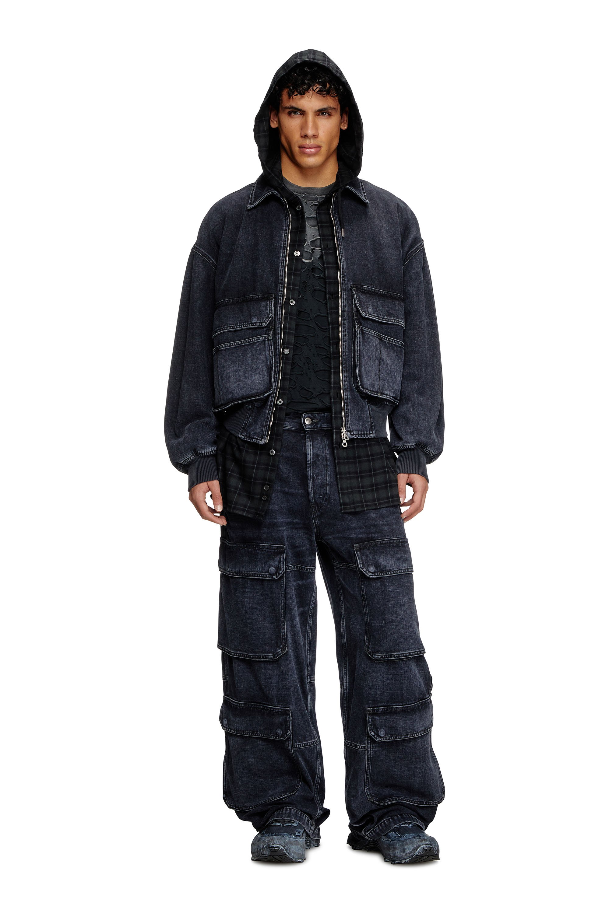 Diesel - D-KURZ, Veste en denim tissé batavia Mixte in Noir - 1