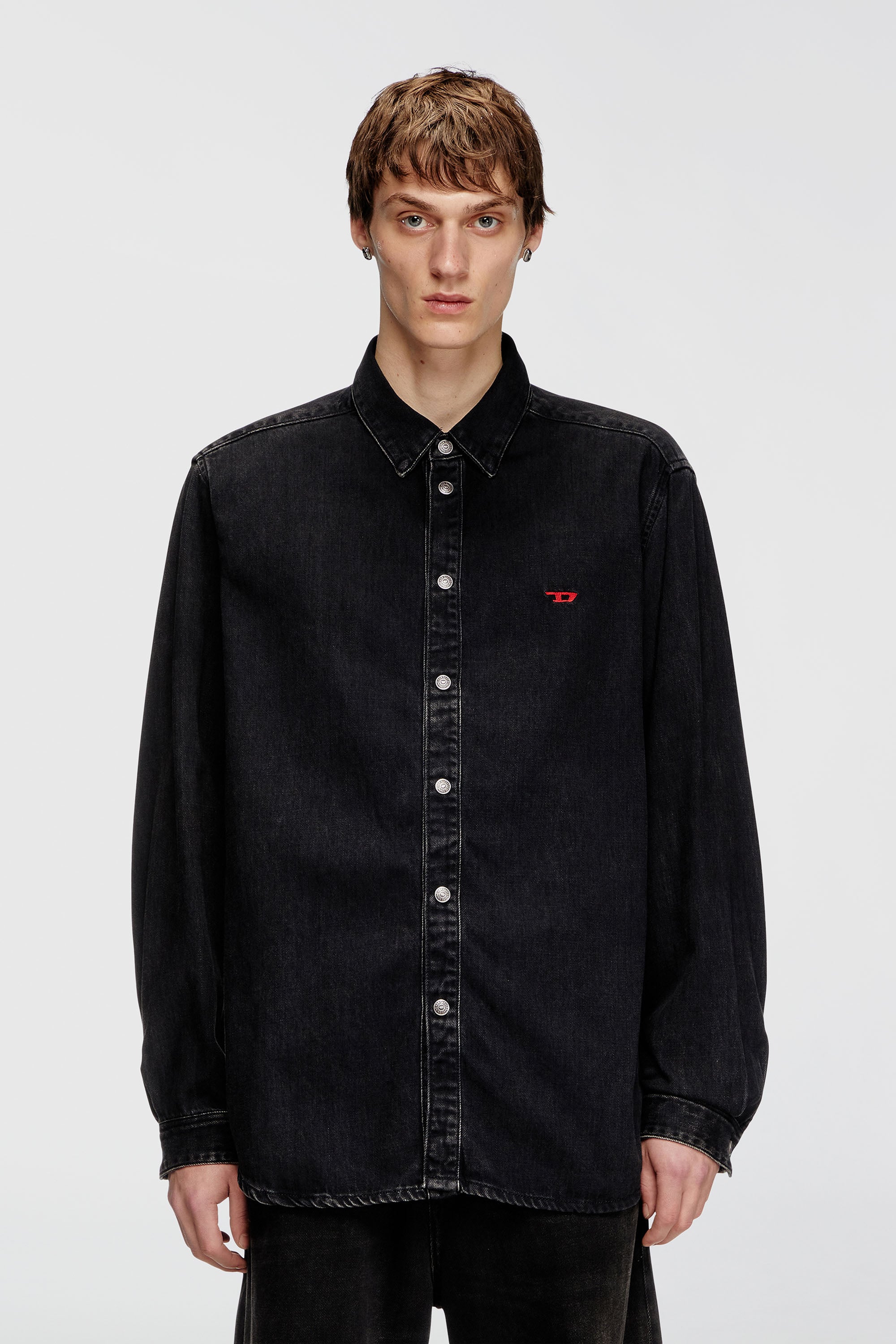 Diesel - D-SIMPLY, Man's Shirt in Tencel denim in Black - 1