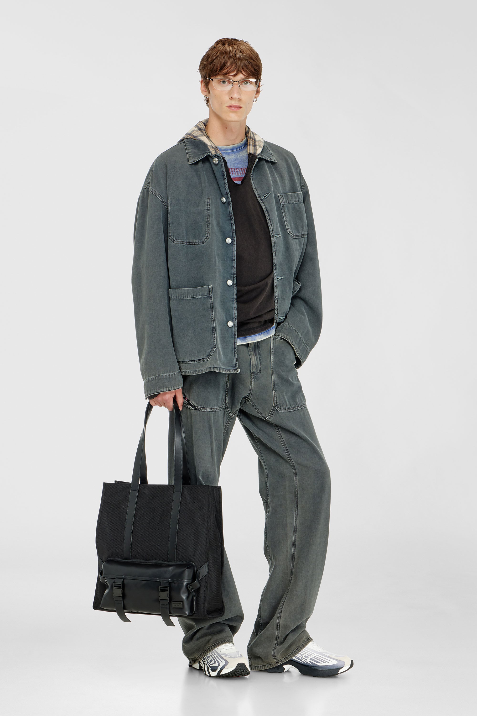 Diesel - D-STACK-U, Unisex's Utility-style jacket in coloured denim in Grey - 1