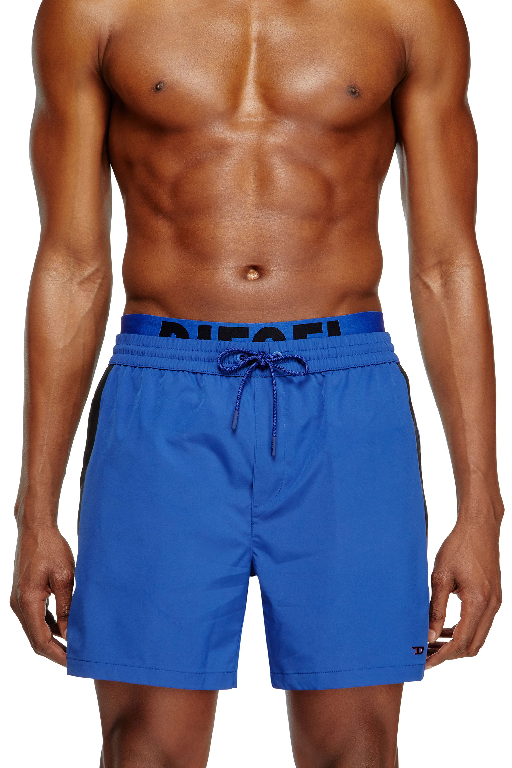 Diesel - VISPER-41-D-POP, Male's Mid-length swim shorts with hybrid waist in Blue/Black - 2
