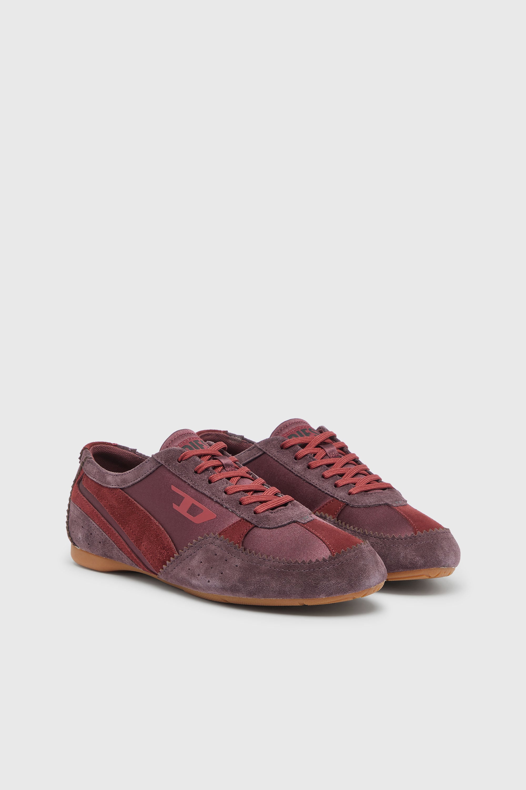 Diesel - D-MILE LOW II W, Female's D-Mile-Flat sneakers with suede overlays in Burgundy - 2