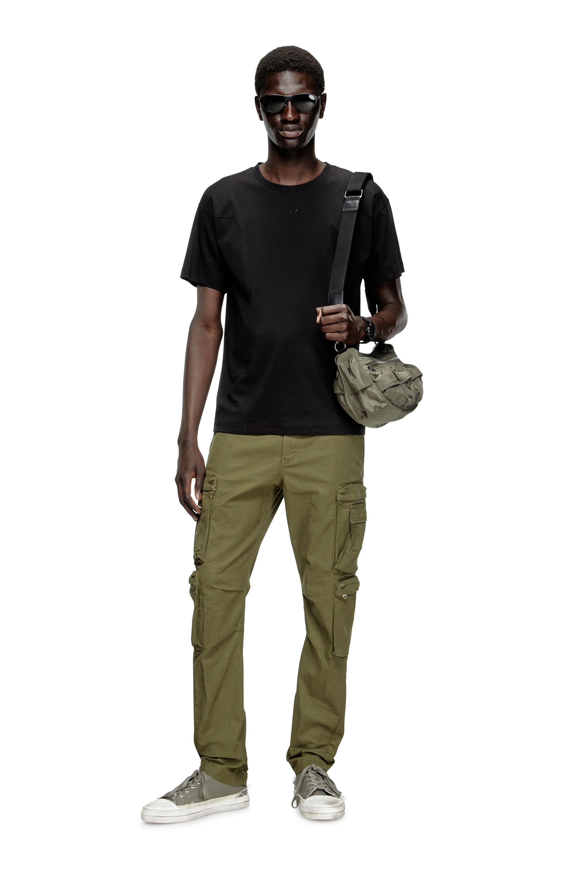 Diesel - T-NORM-INT, Male's Short-sleeve T-shirt with panels in Black - 2