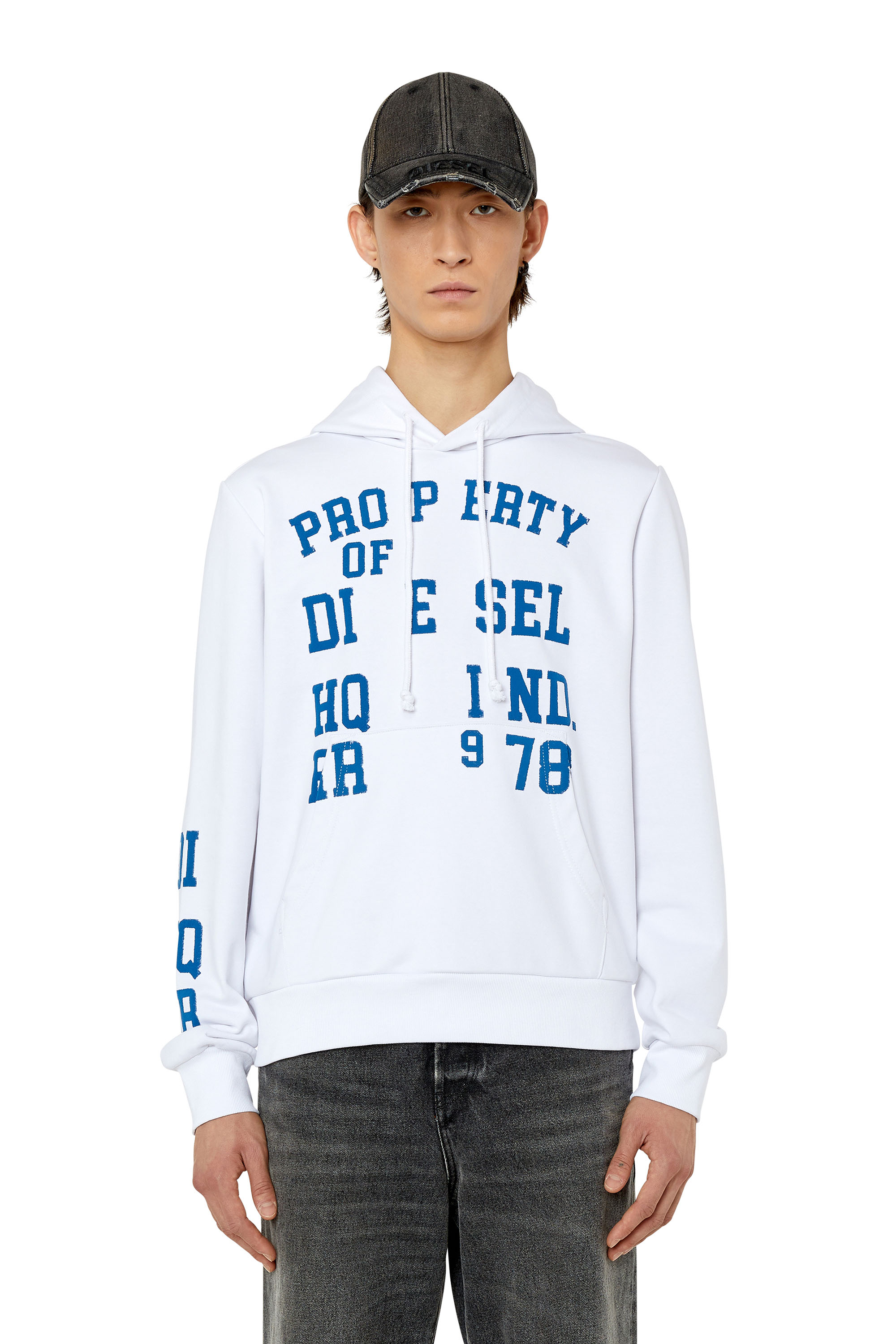 Men's Hoodie with puff-printed lettering | White | Diesel Men's Hoodie with puff-printed lettering | White | Diesel