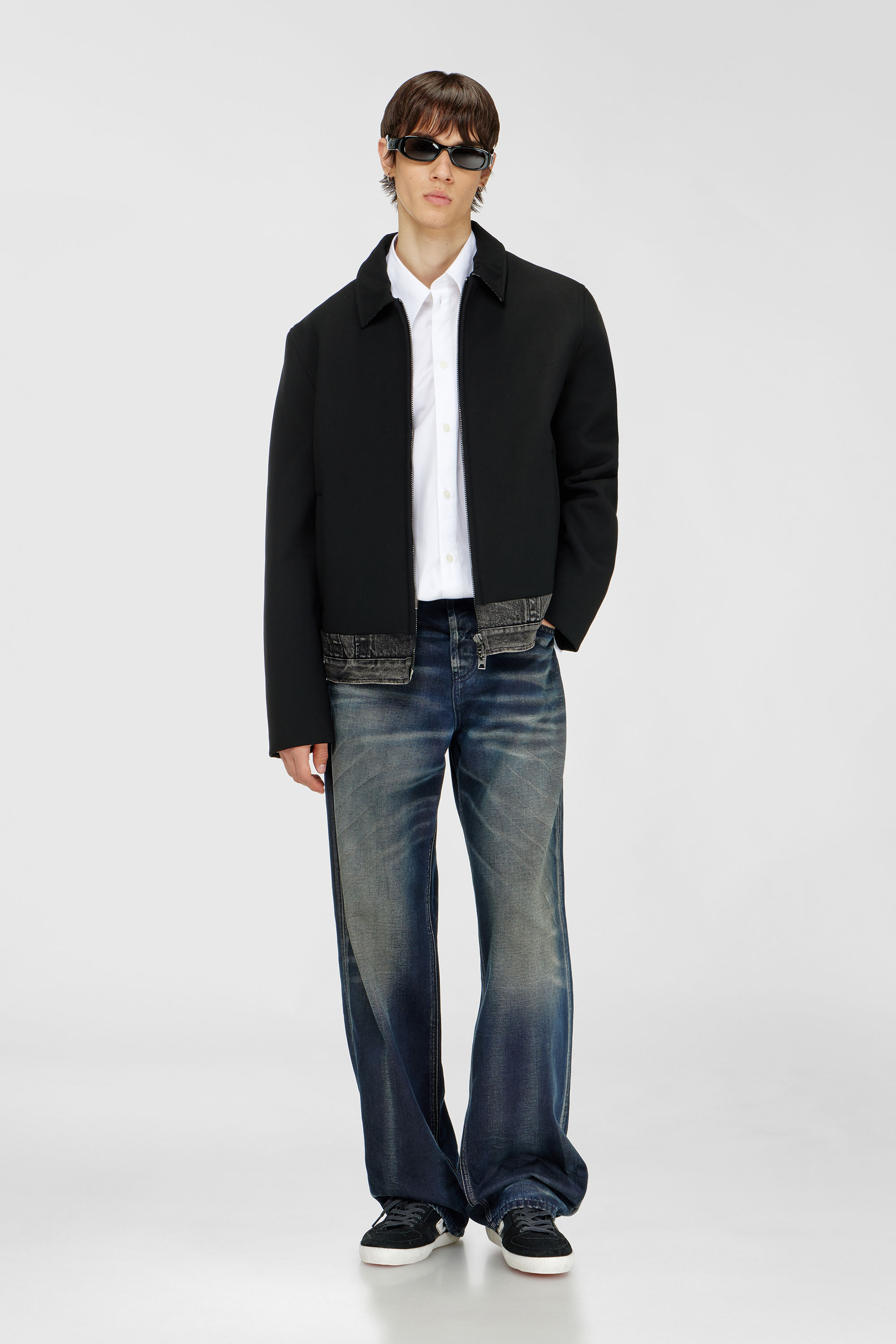 Diesel - J-RAJAM, Male's Coach jacket with denim section in Black - 1