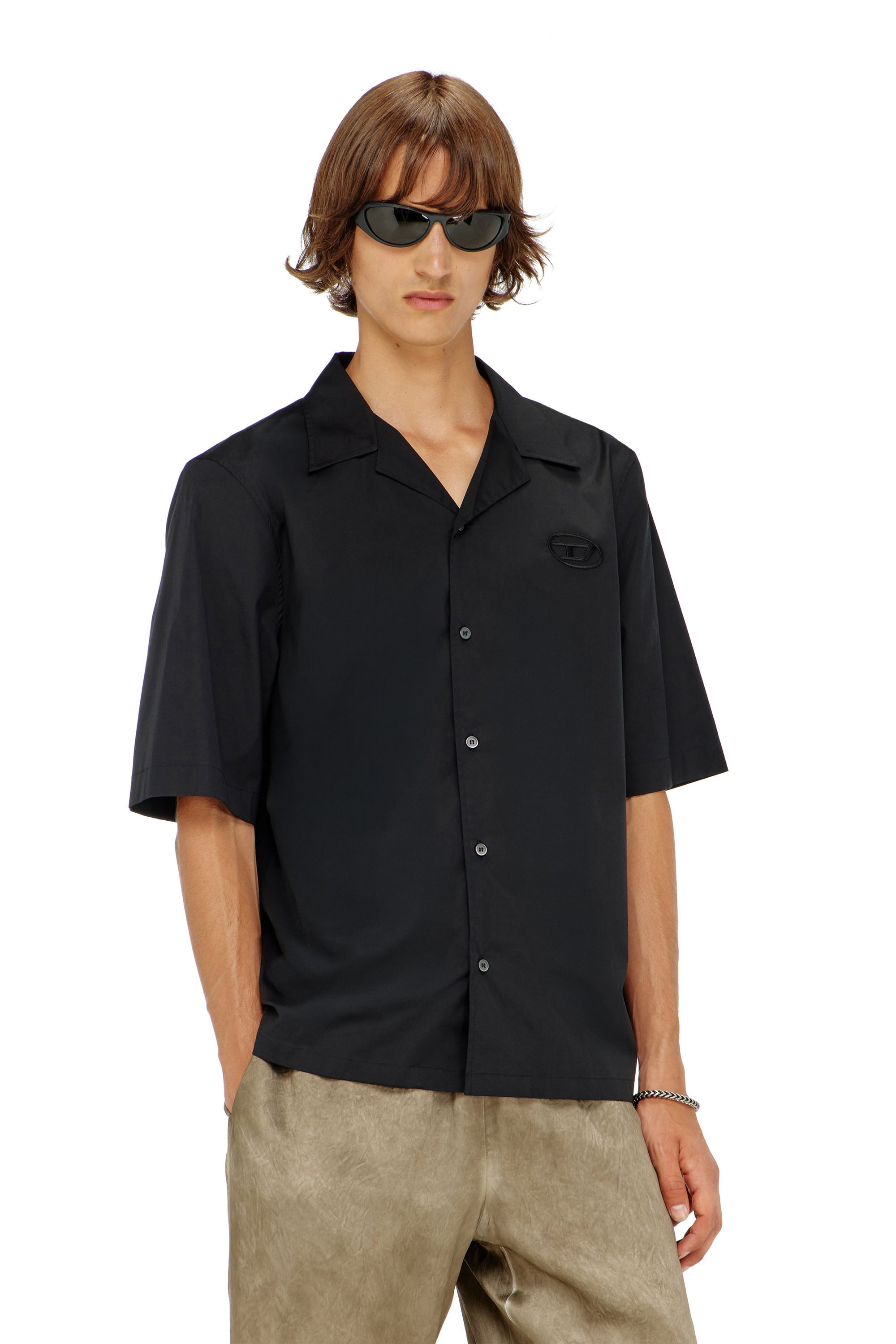 Diesel - S-MAC-GSBH, Chemise en popeline stretch avec broderie Oval D Homme in Noir - 2