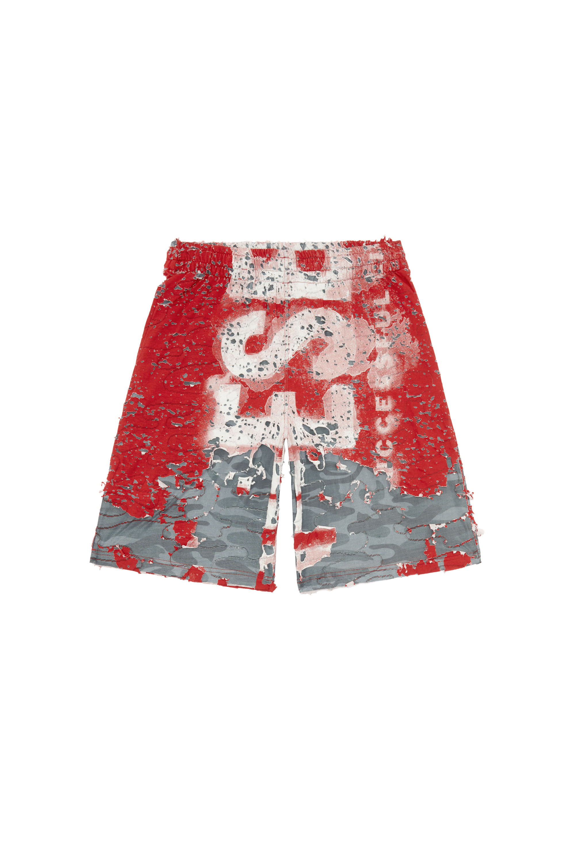 Diesel - P-EEL, Short &agrave; logo en jersey destroy Homme in Polychrome - 2