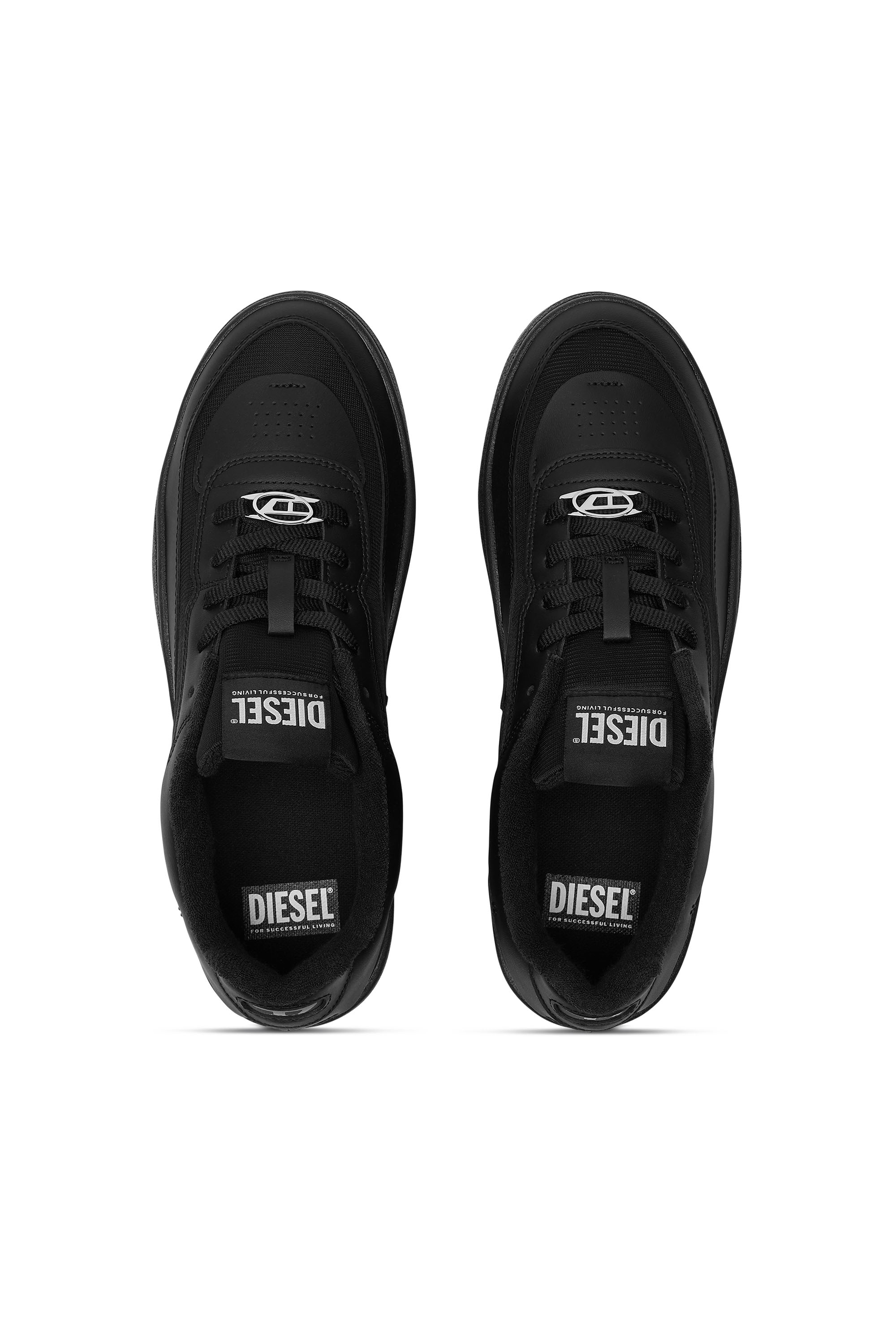 S-OVAL SKATE LOW, Black Diesel - S-OVAL SKATE LOW, Male's S-Oval Skate-Fabric-panelled leather sneakers in Black - 4