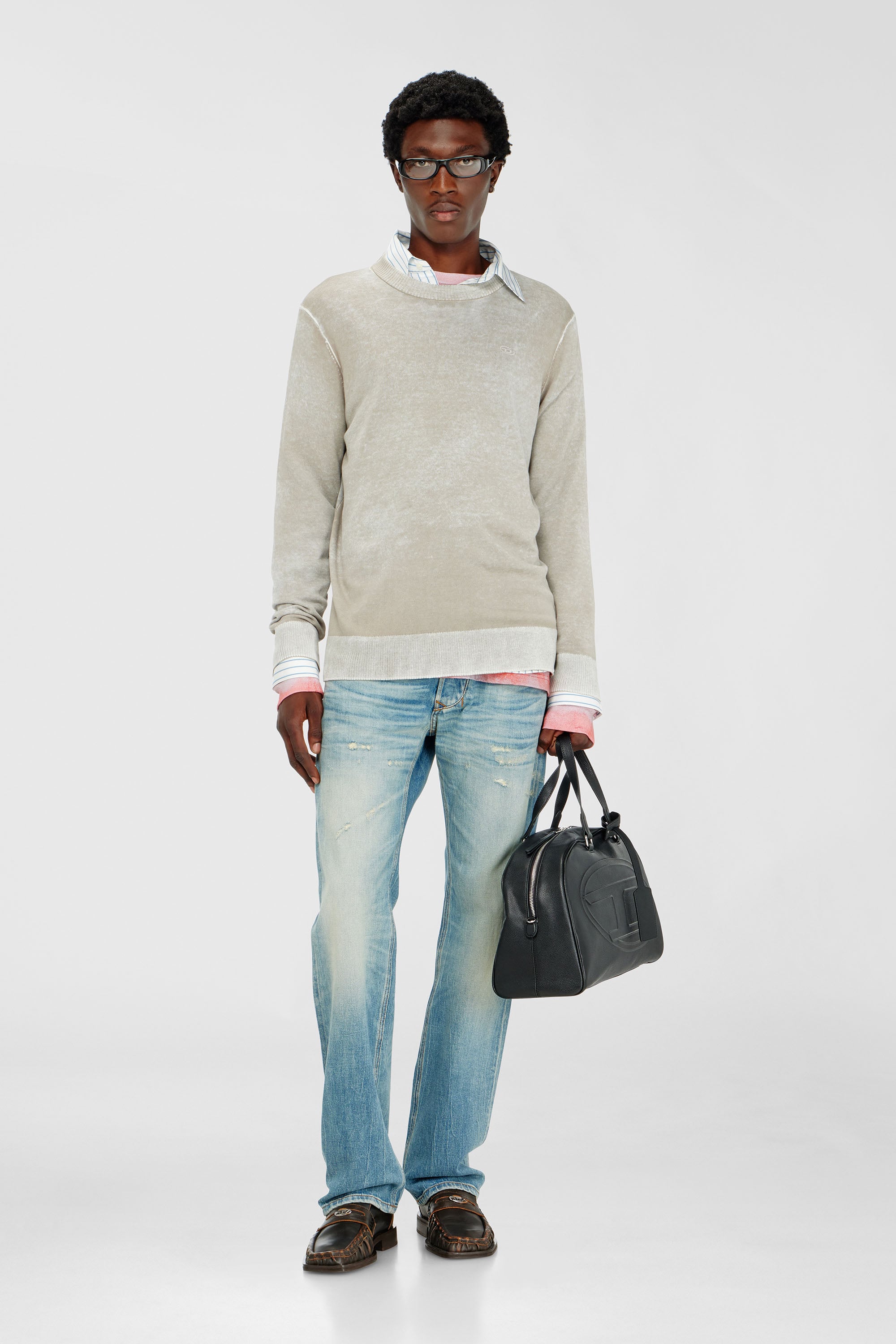 Diesel - K-LAURENT, Jersey con estampado inverso descolorido Hombre in Gris - 2