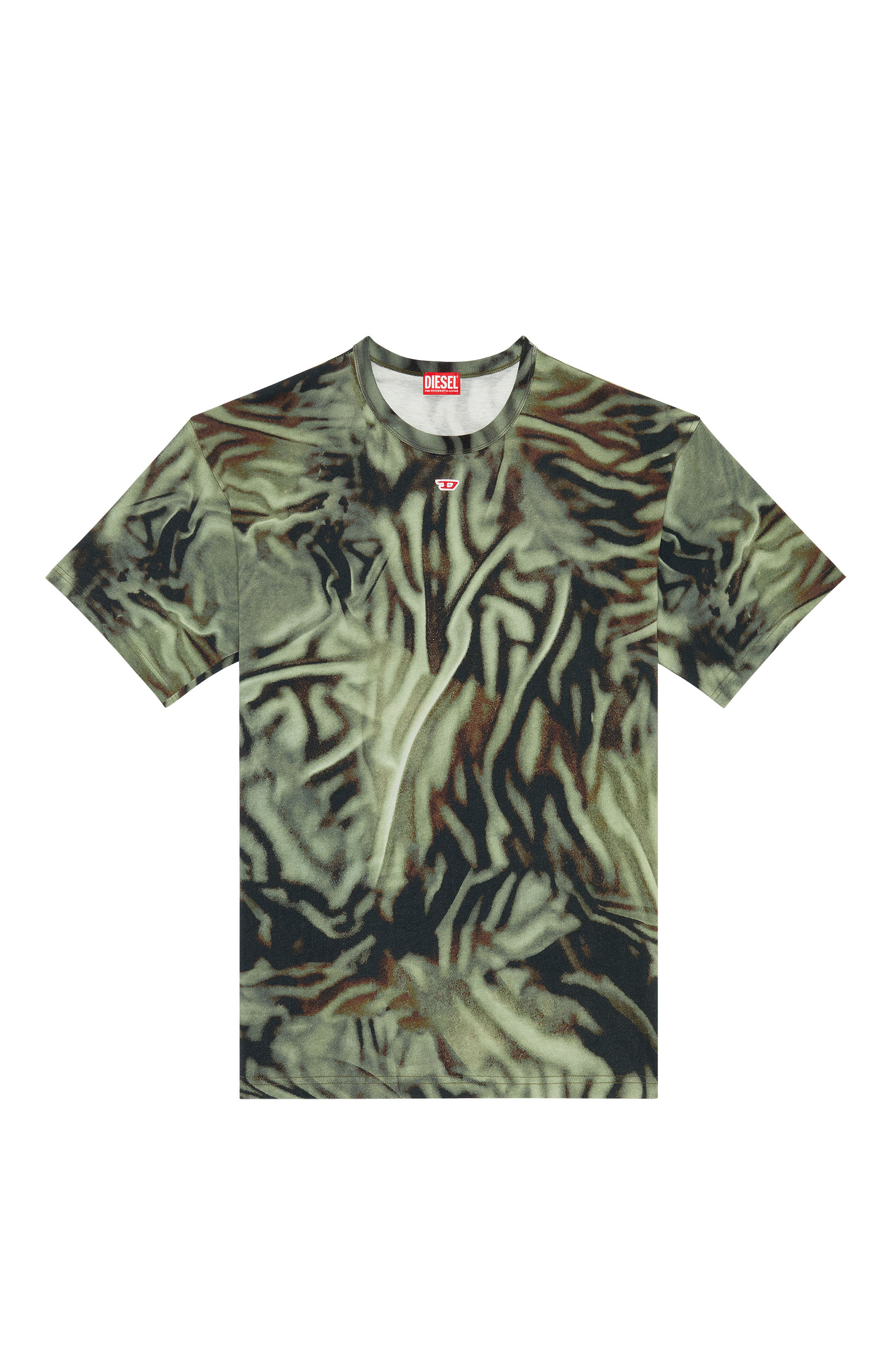 Diesel - T-BOXT-N3, Man's T-shirt with zebra-camo print in Dark Green - 2