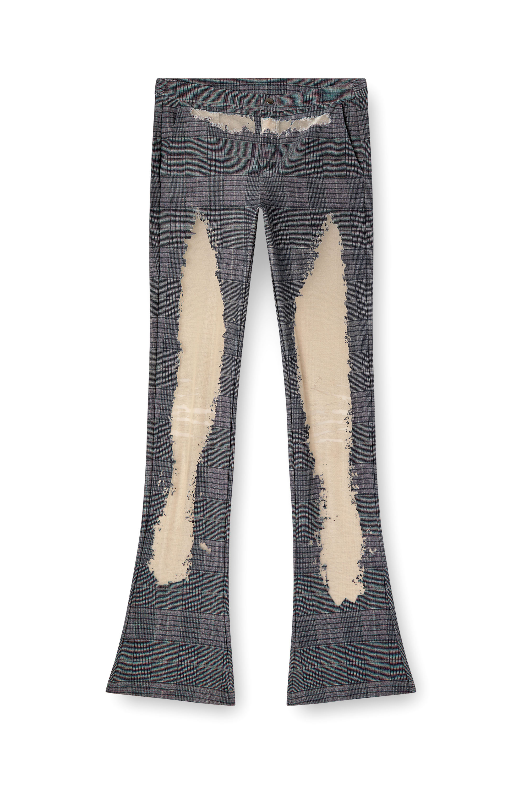 Diesel - P-MINERAL-P2, Woman's Checked pants with devor&eacute; sweat stains in Grey - 2