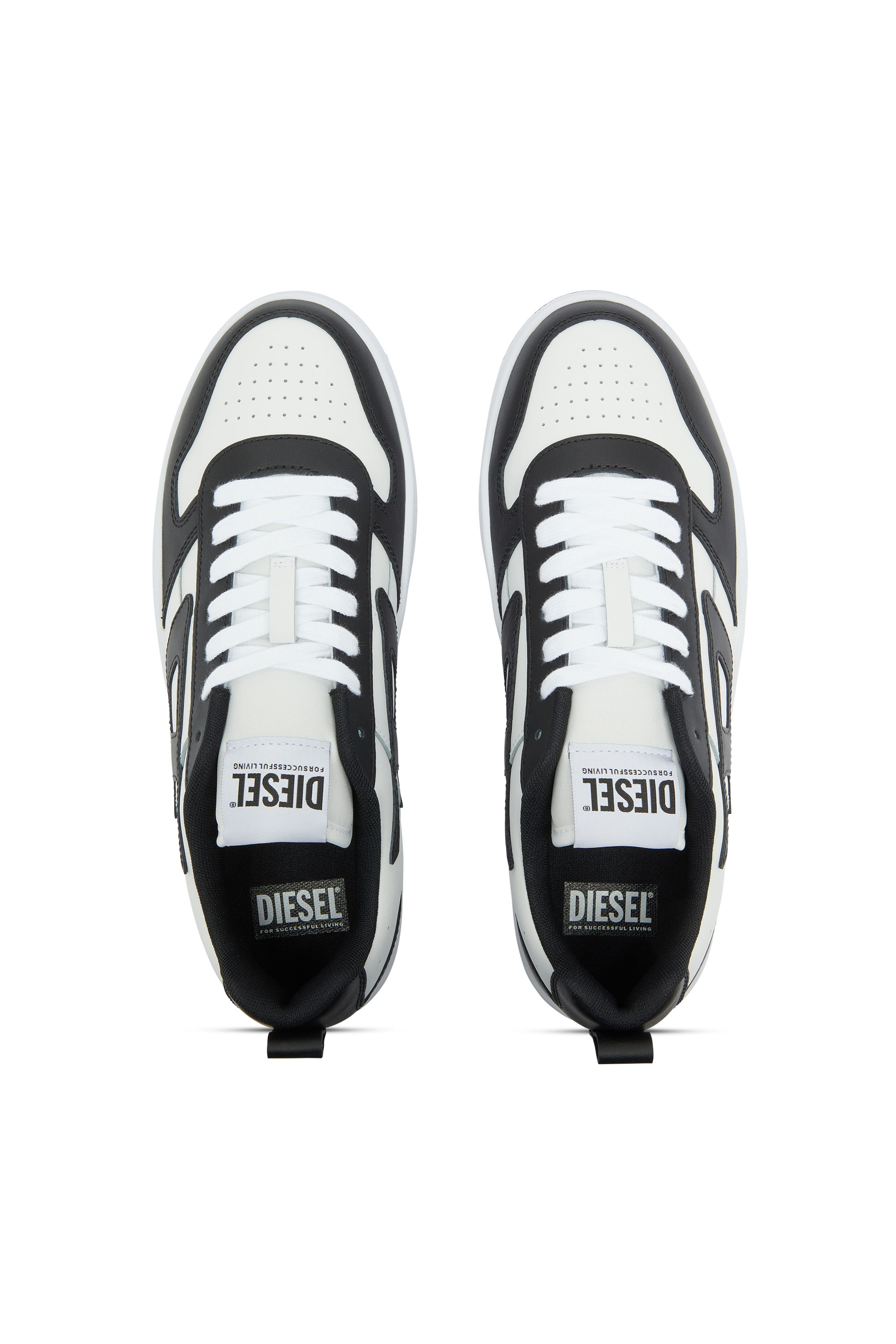 Diesel - S-UKIYO V2 LOW, Man's S-Ukiyo Low-Low-top sneakers in leather and nylon in Black/White - 4