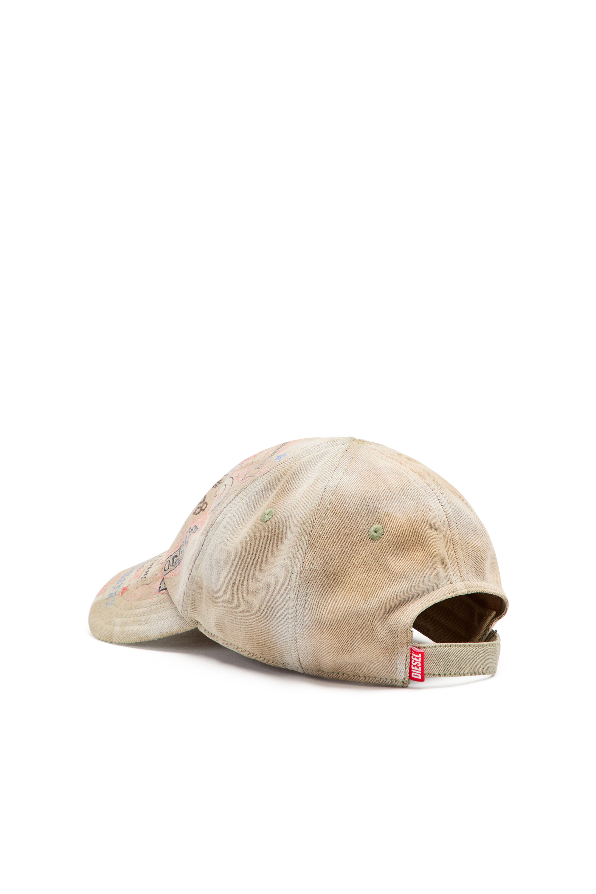 Diesel - C-RITUAL, Gorra de b&eacute;isbol desgastada con estampado de logo Hombre in Beige - 2