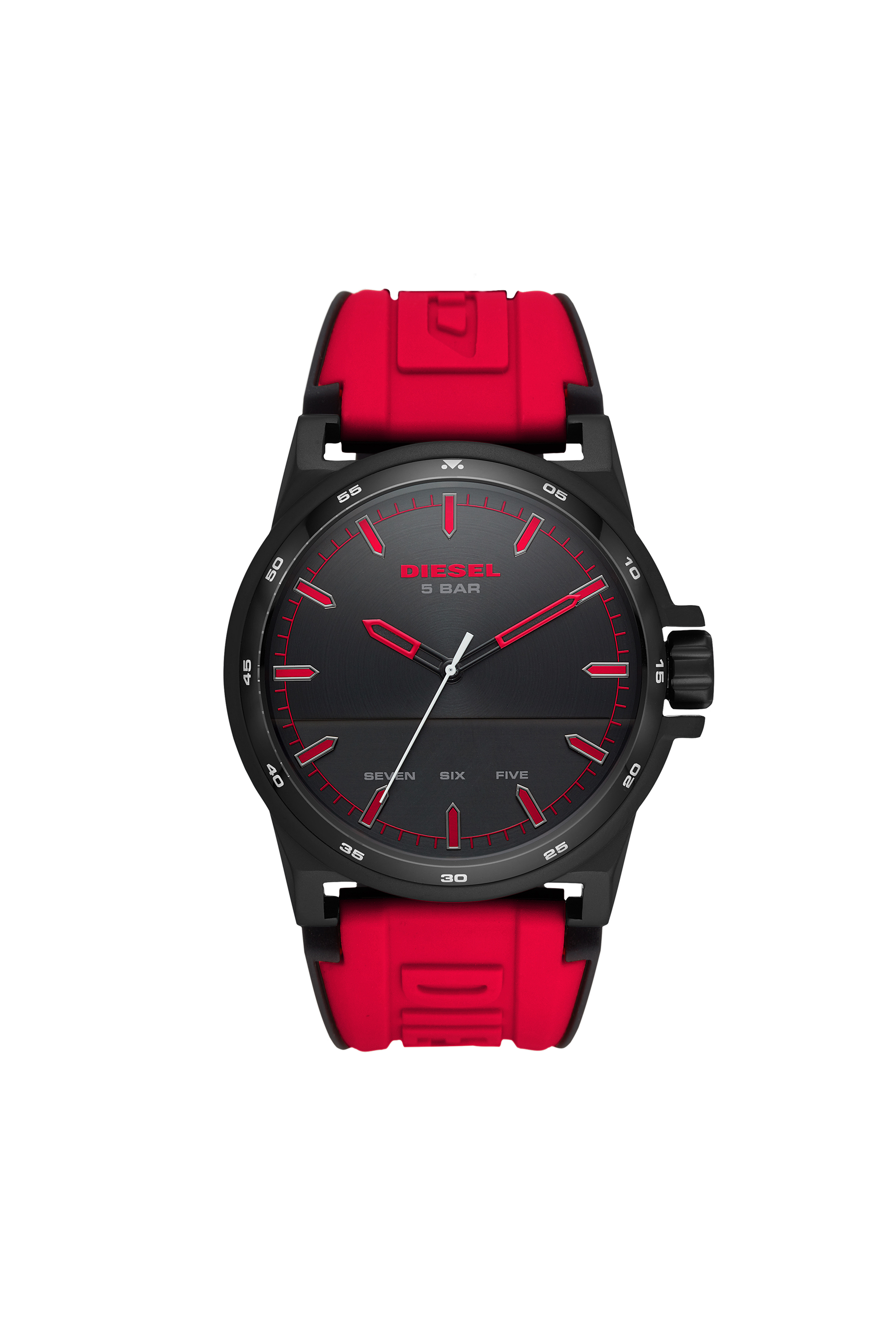 DZ1911 Man: D-48 Three-Hand Red Silicone Watch | Diesel