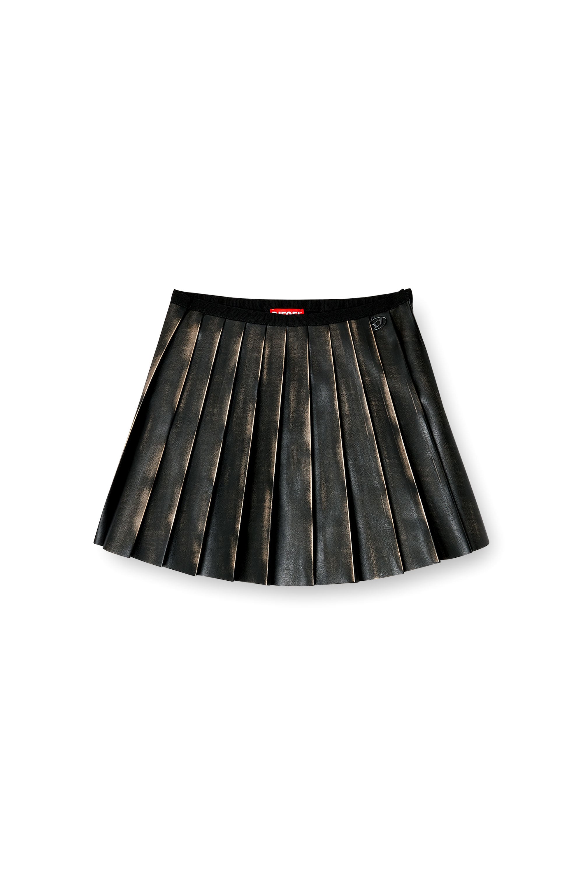 Diesel - O-SAKA-MINI, Minijupe pliss&eacute;e avec effet us&eacute; Femme in Marron - 4