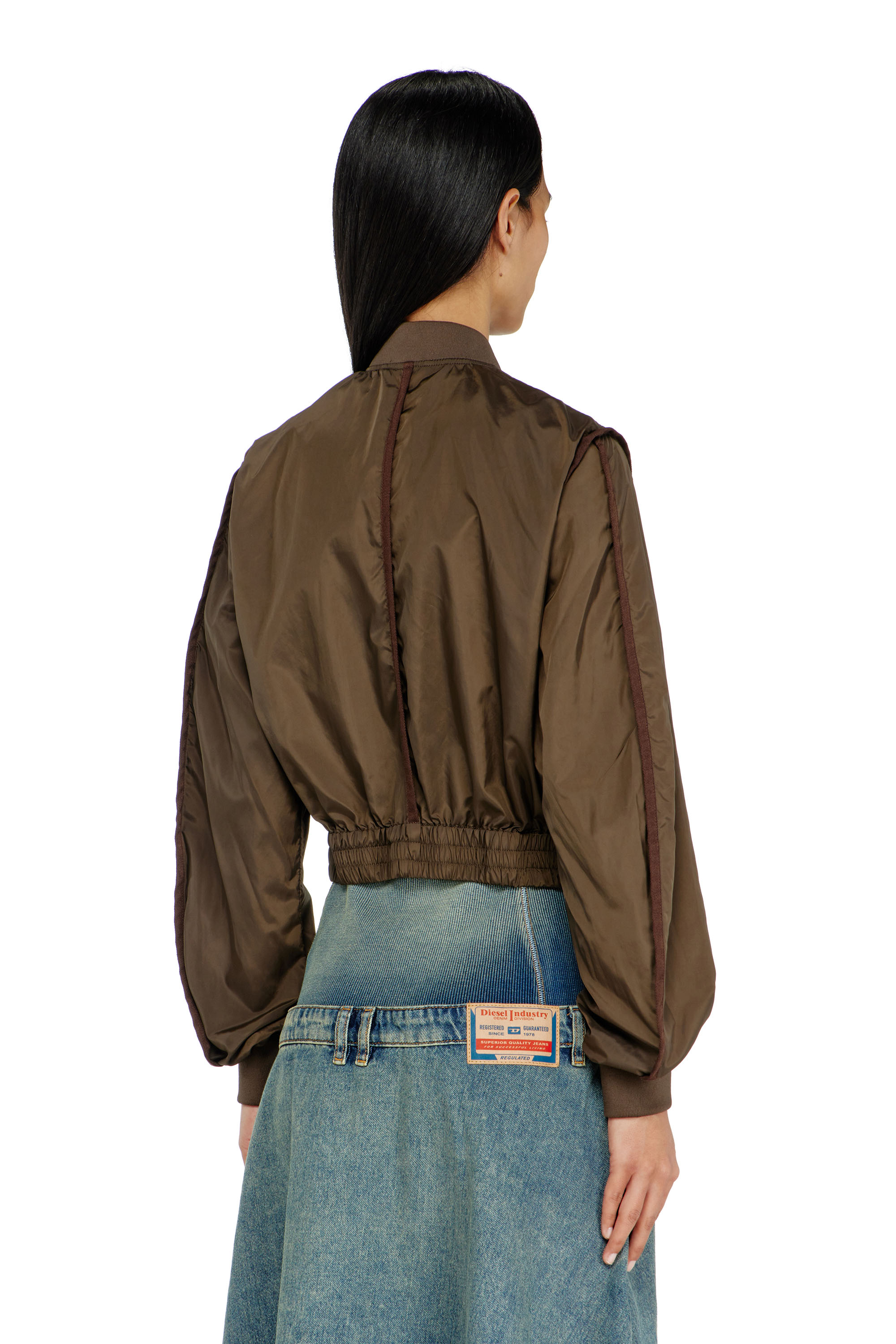 Diesel - G-OTHAM, Chaqueta de nailon con cintas a tono Mujer in Marr&oacute;n - 4