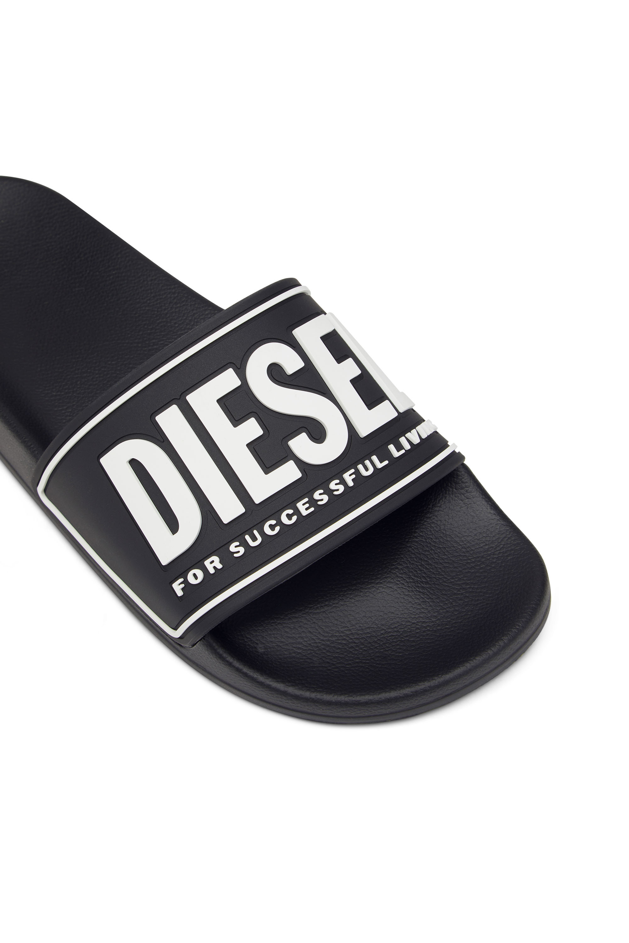 Diesel - SA-MAYEMI CC W, Woman's Sa-Mayemi-Rubber slides with embossed logo in Black - 6