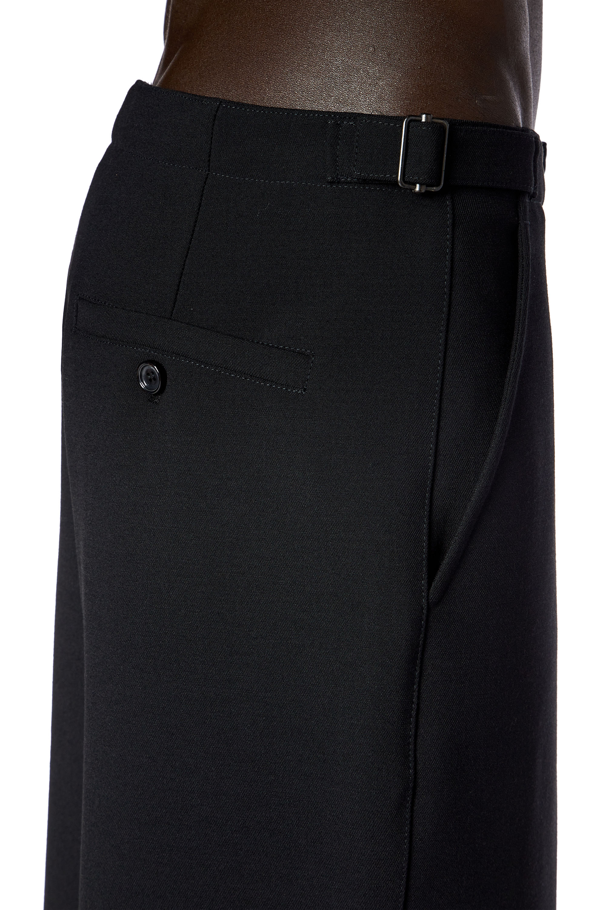 Diesel - P-LEWITT, Pantalon en laine avec finition en jersey trait&eacute; Homme in Noir - 6