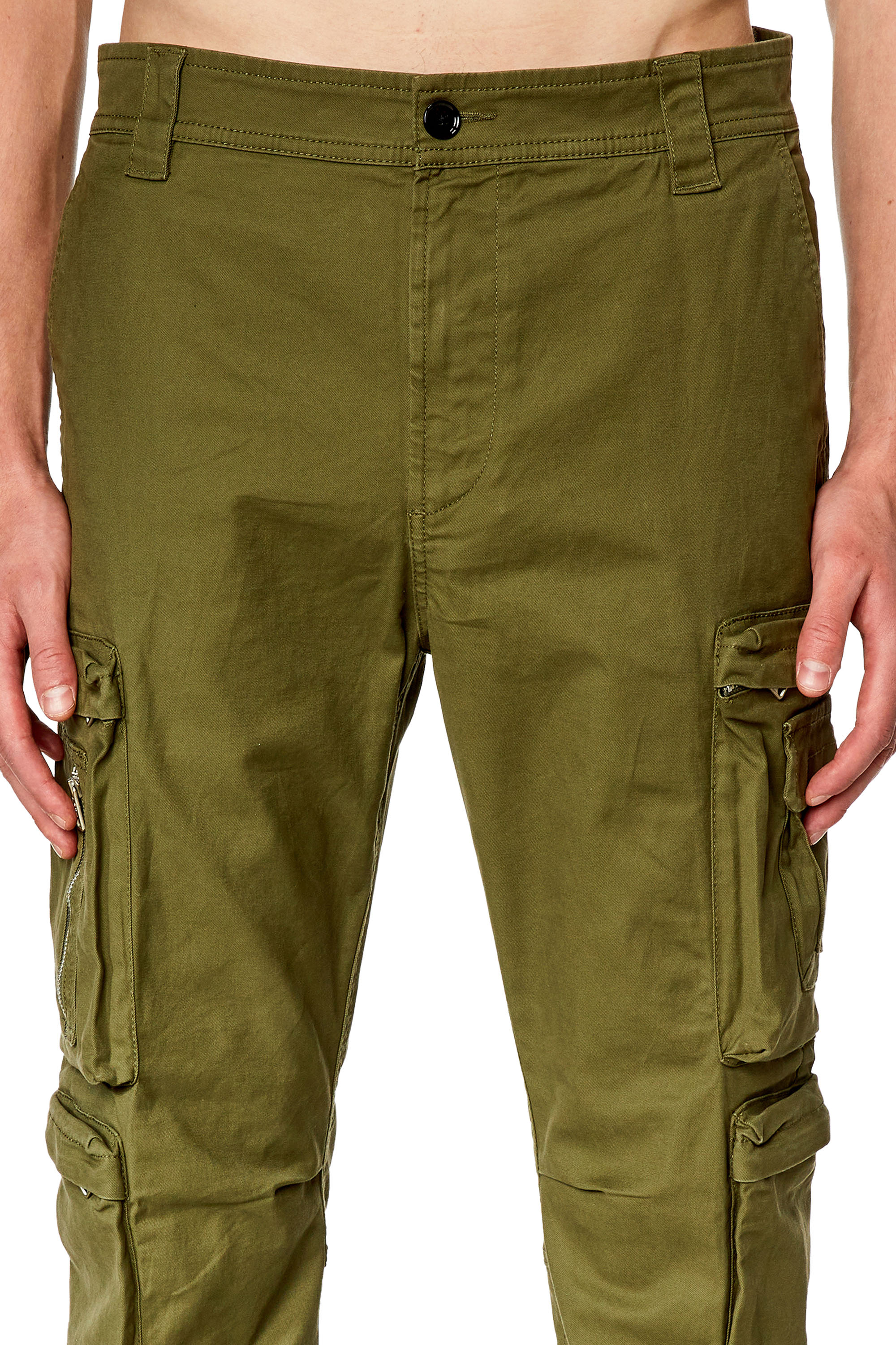 Diesel - P-ARLEM, Man's Cargo pants with zip pocket in Military Green - 4