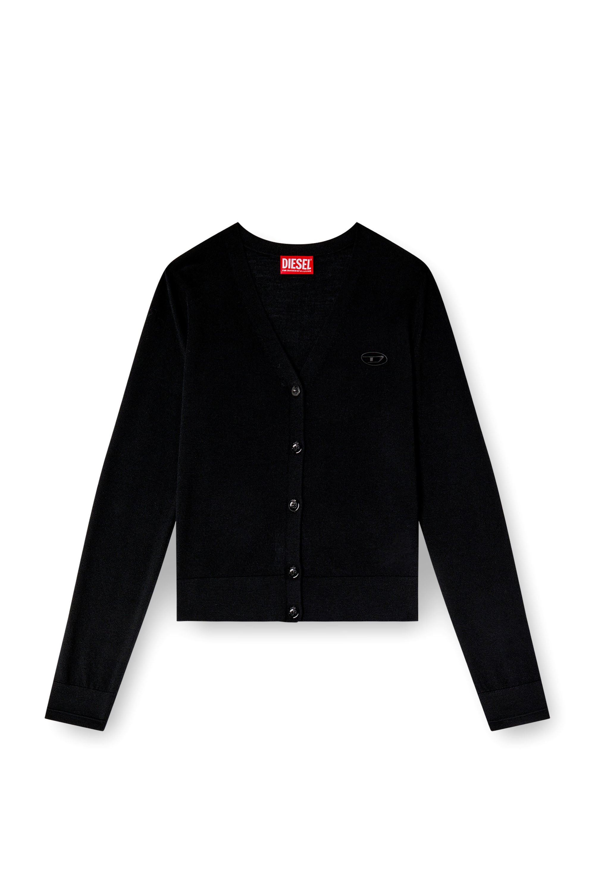 Diesel - M-ALIMA, Cardigan en laine avec logo cut-out Femme in Noir - 2