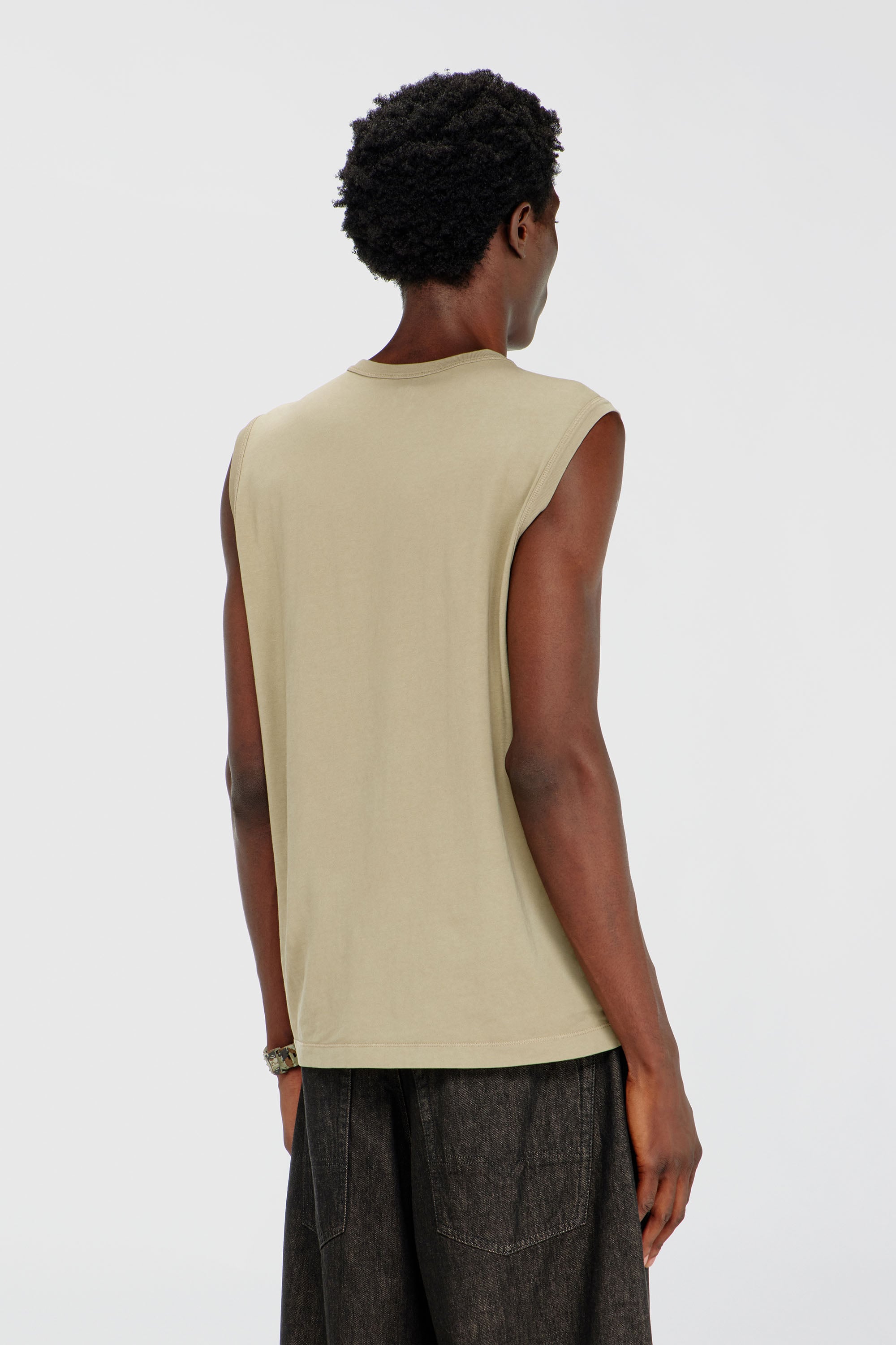 Diesel - T-BISCO-IOD, Man's Cotton tank top with metallic Oval D in Beige - 4