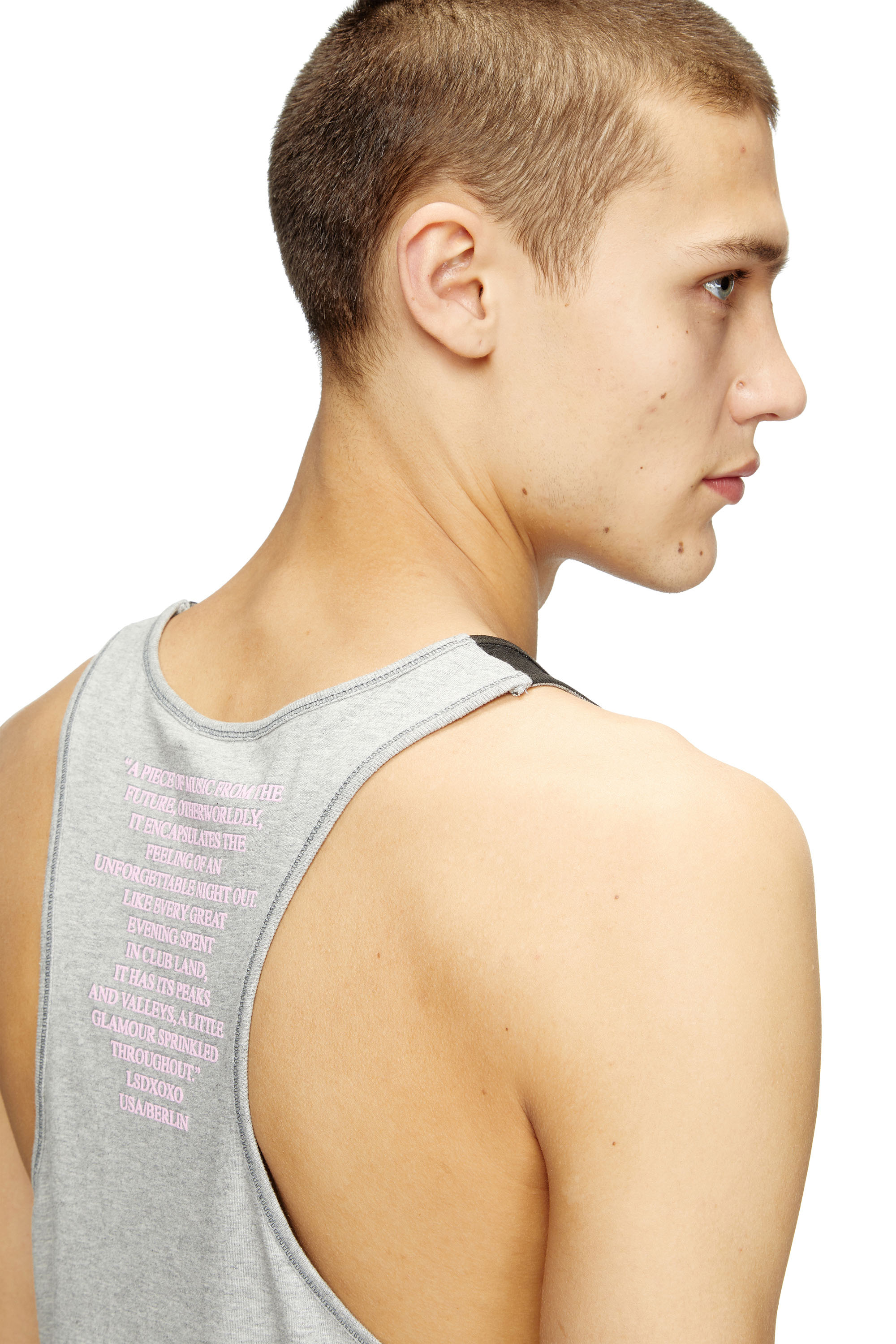 Diesel - T-SHAN, Débardeur avec imprimé paroles Mixte in Gris - 4