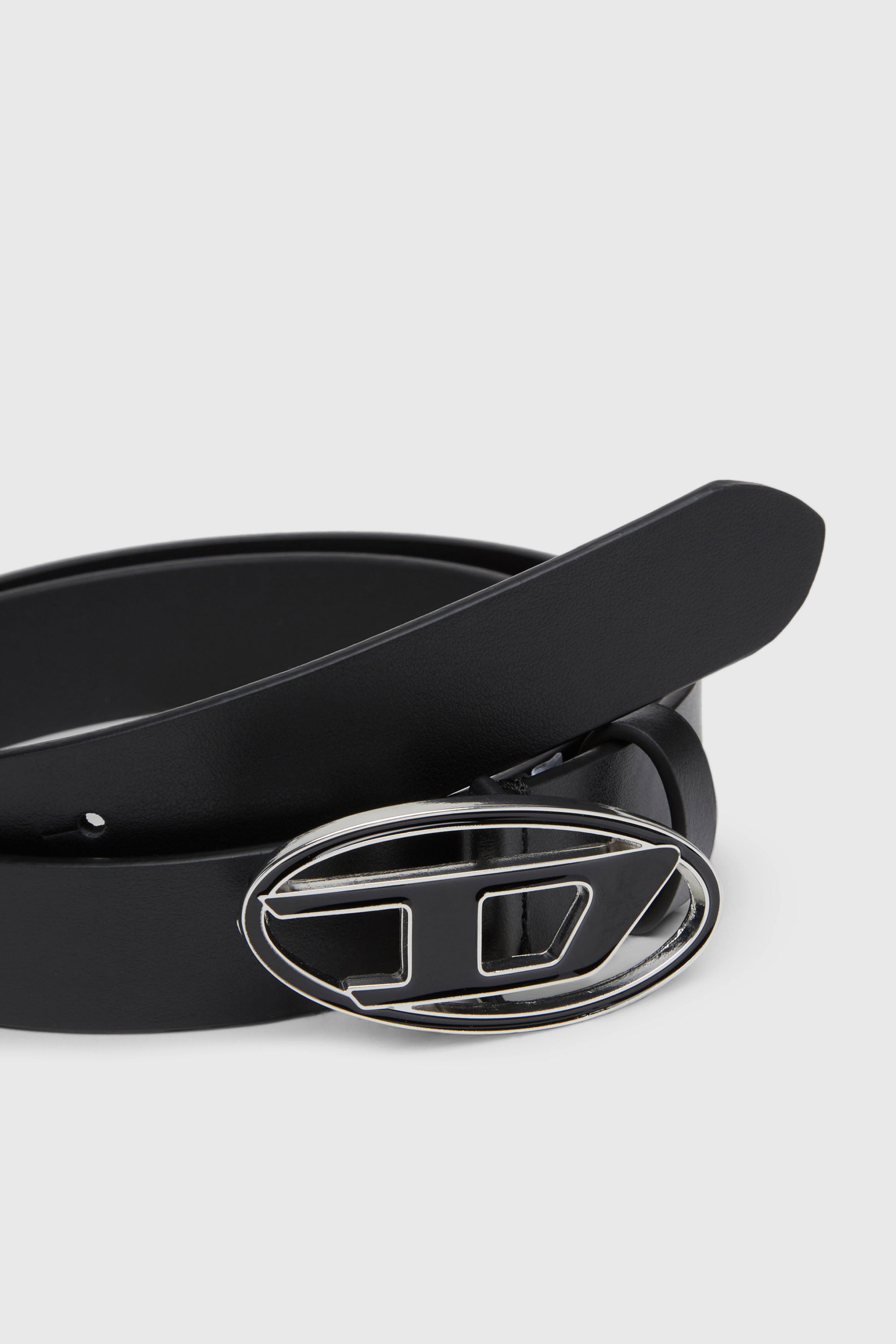 Diesel - B-1DR 25, Woman's 2.4cm leather D Logo Belt in Black - 3