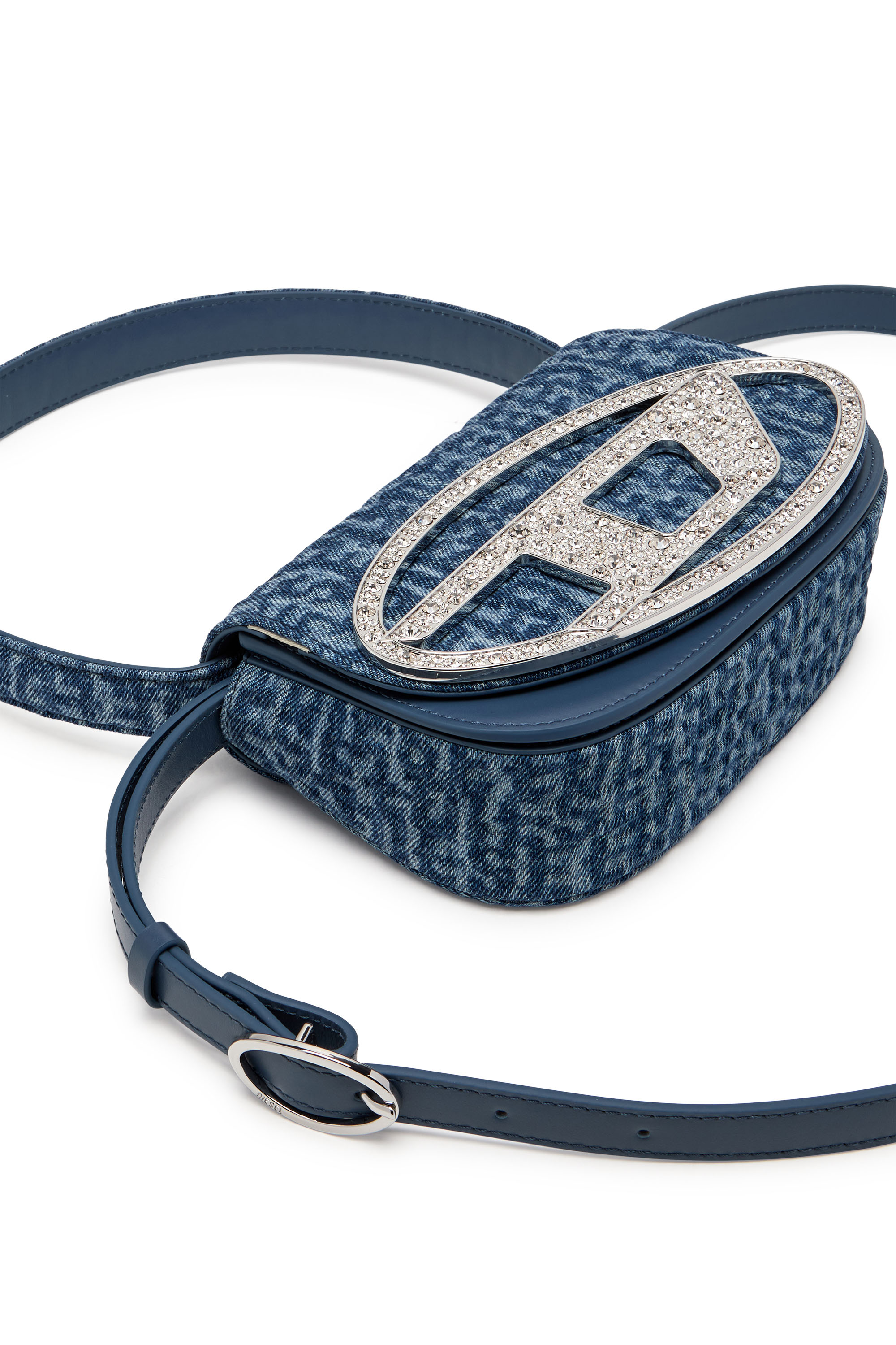 Diesel - 1DR, Woman's 1DR - Iconic monogram shoulder bag in crystal canvas in Blue - 5