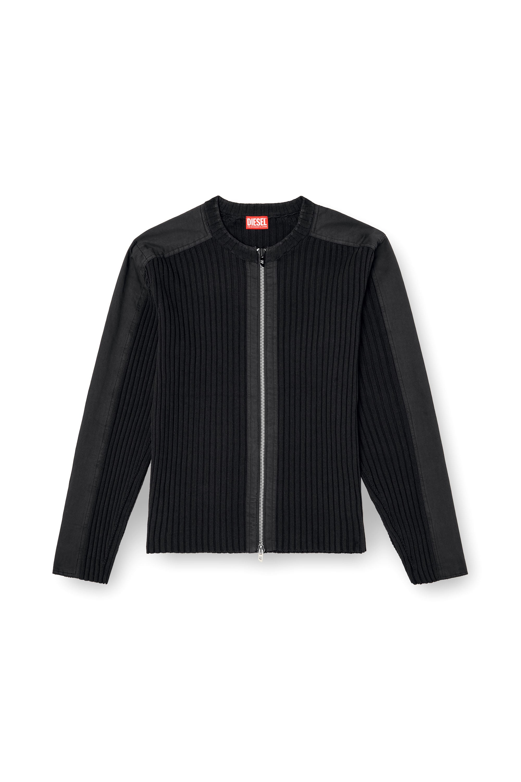 Diesel - K-MATTY, Male's Zipped cardigan with utilitarian panels in Black - 3
