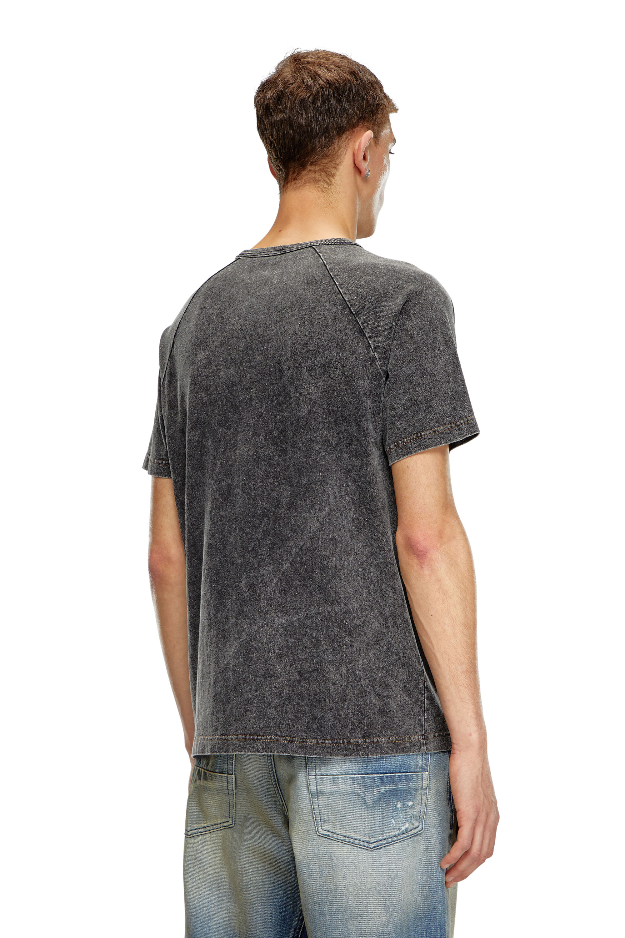 Diesel - T-RADJUST-Q1, Male's Marble-effect T-shirt with glossy band in Black - 4