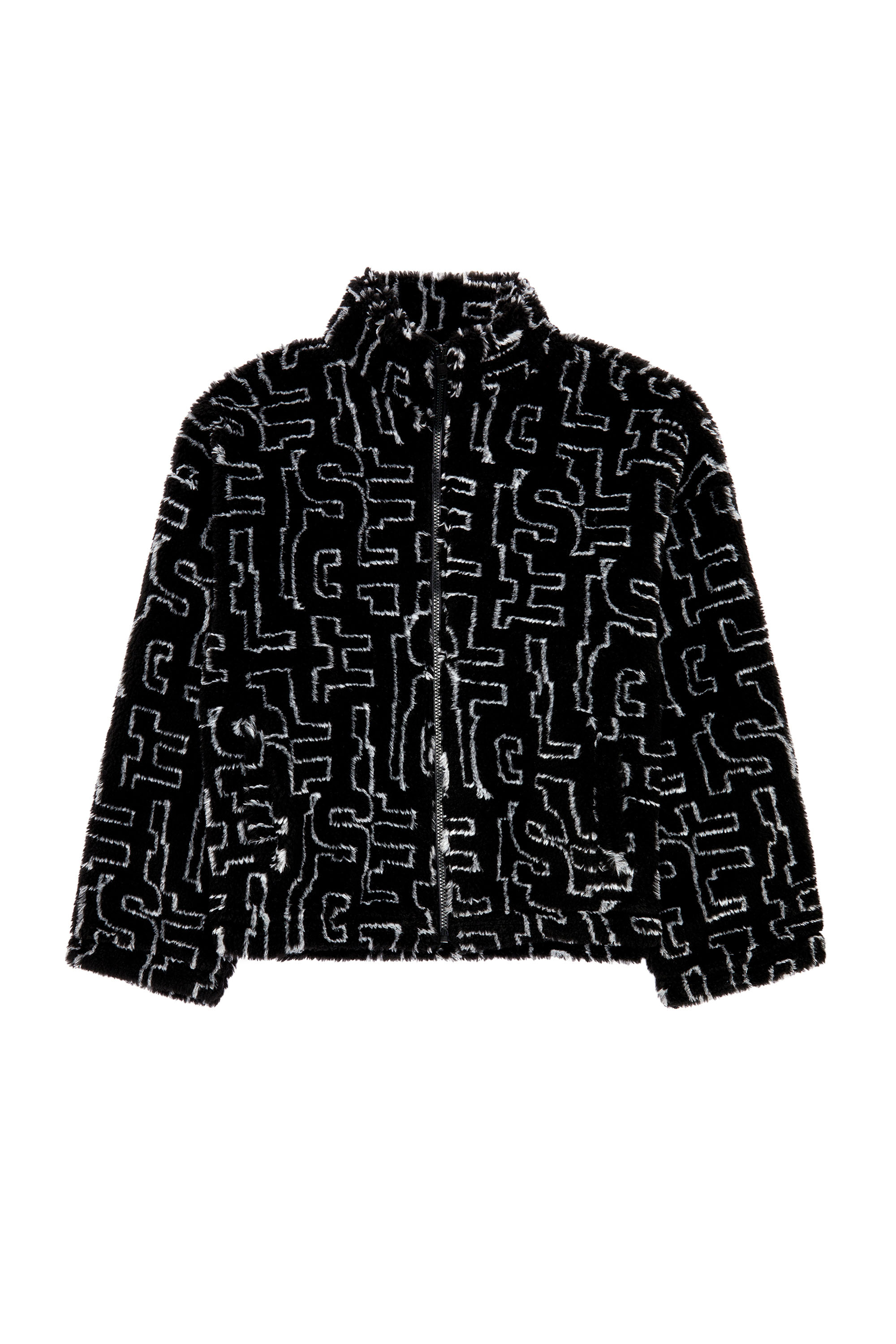 Diesel - S-LUCK, Man's Teddy fleece jacket with Diesel monogram in Black - 2