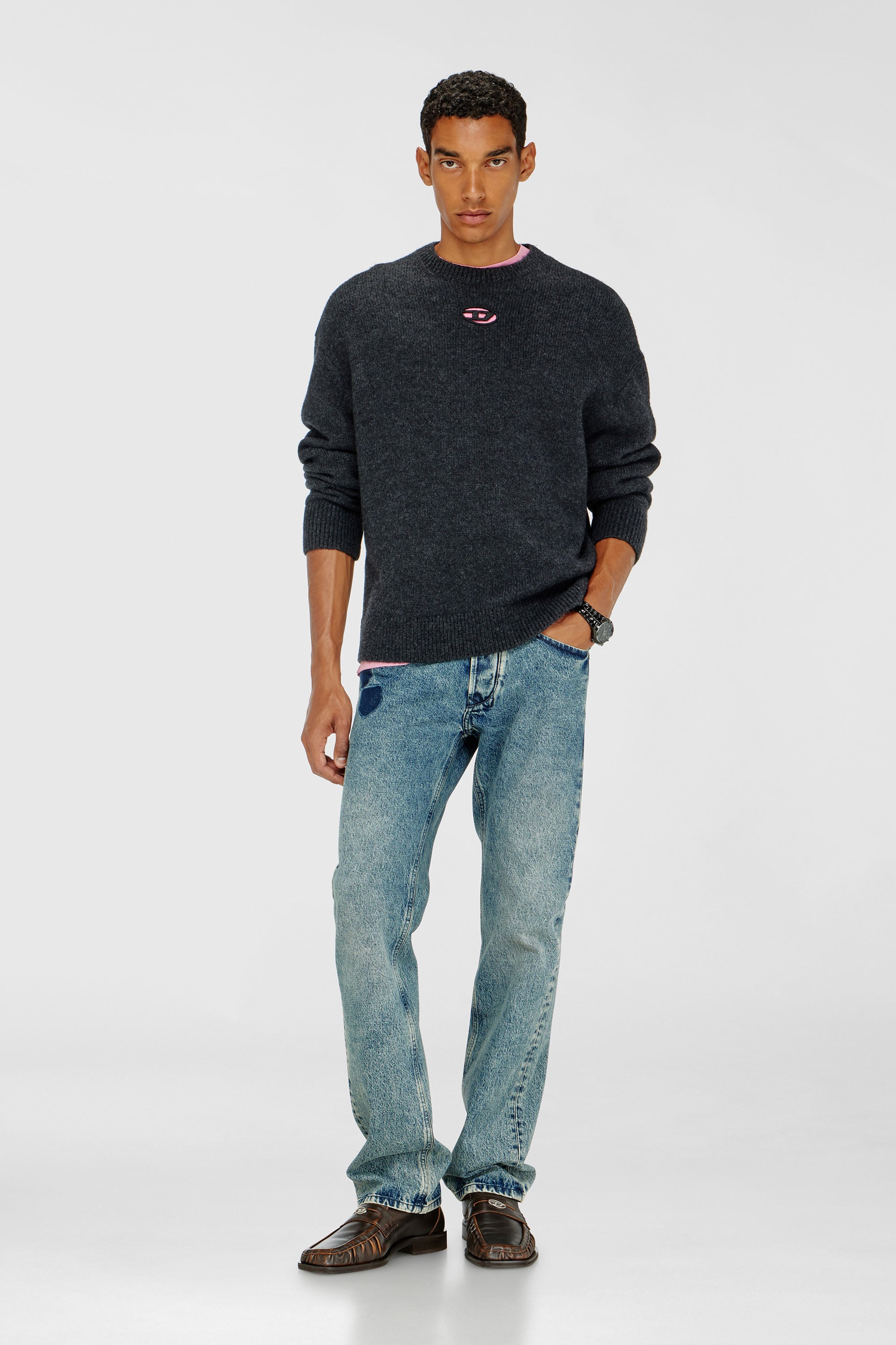 Diesel - K-AREESO, Male's Jumper in wool and alpaca blend in Black - 2