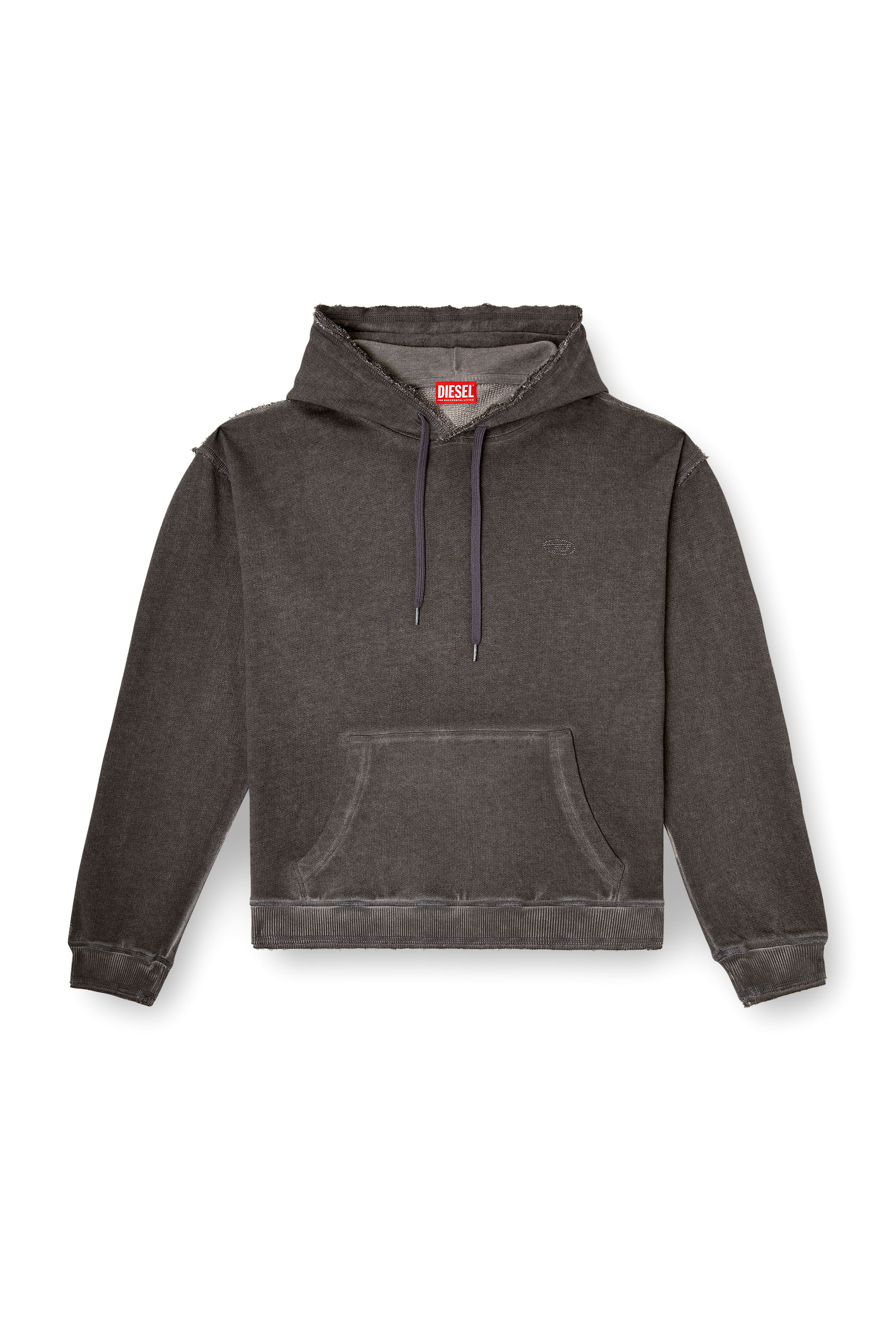 Diesel - S-QUINN-HOOD, Man's Hoodie with print and studs in Grey - 3